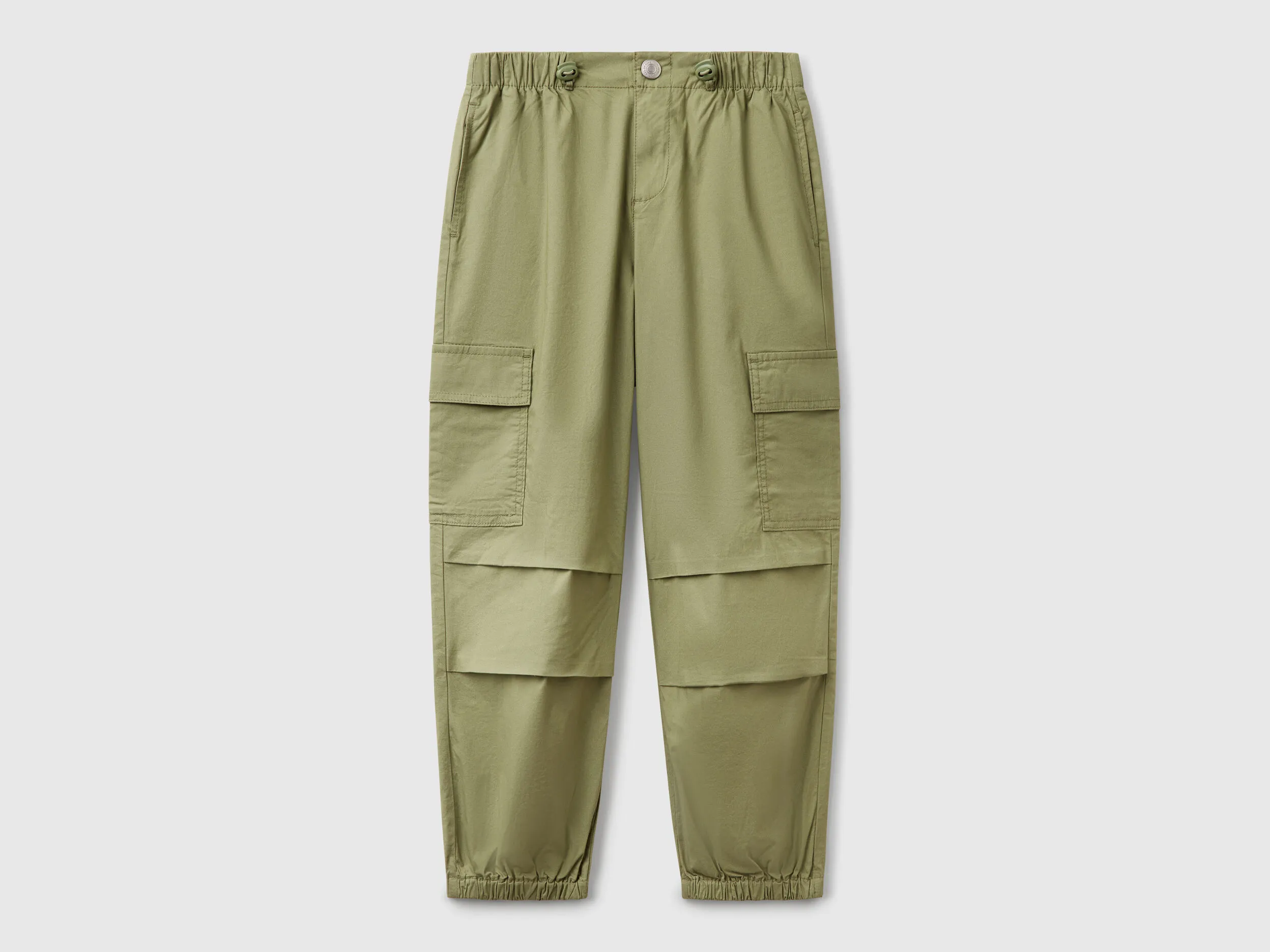 Pantalon cargo en coton stretch - Vert olive