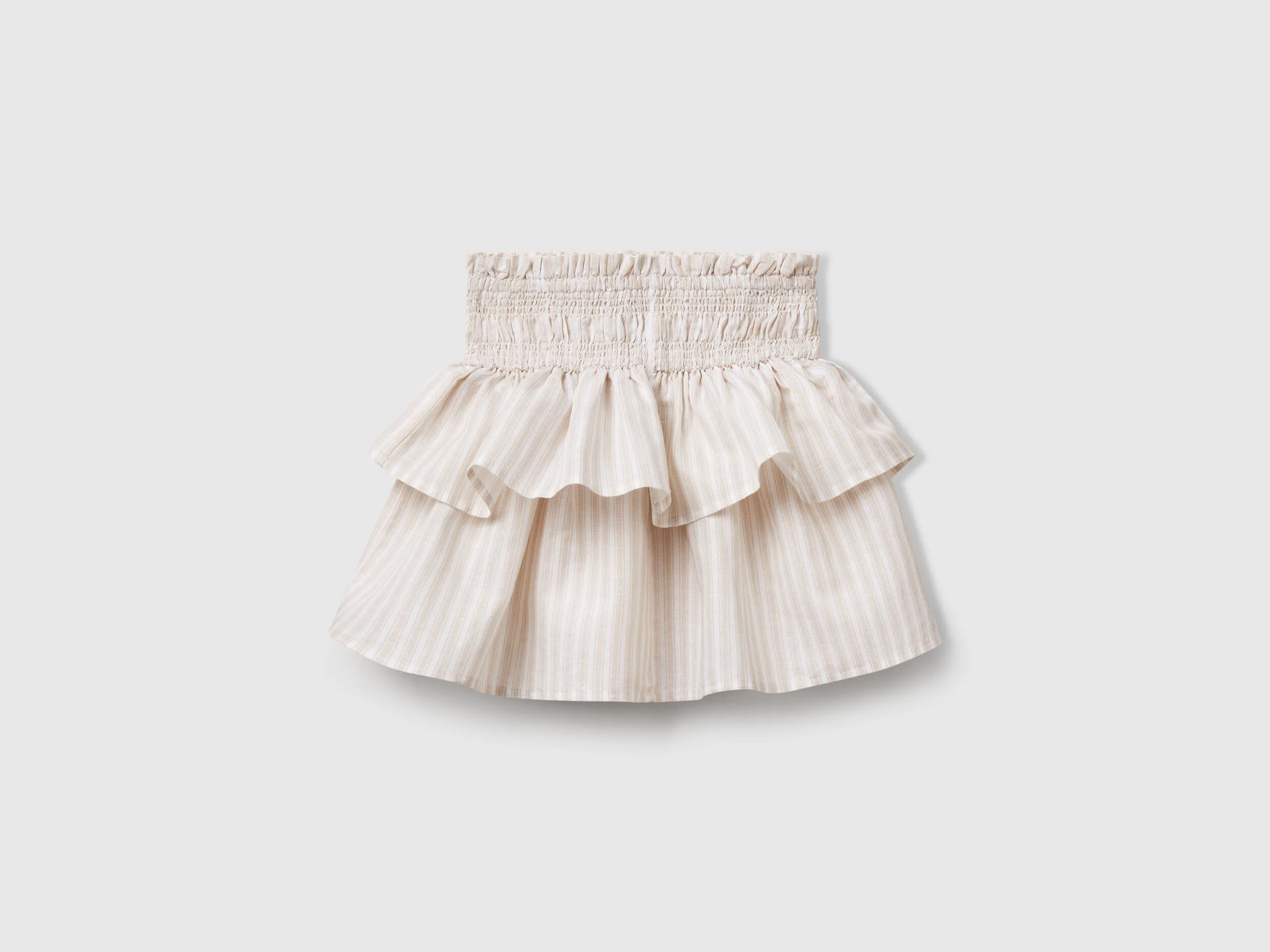 Jupe rayée à volants - Beige