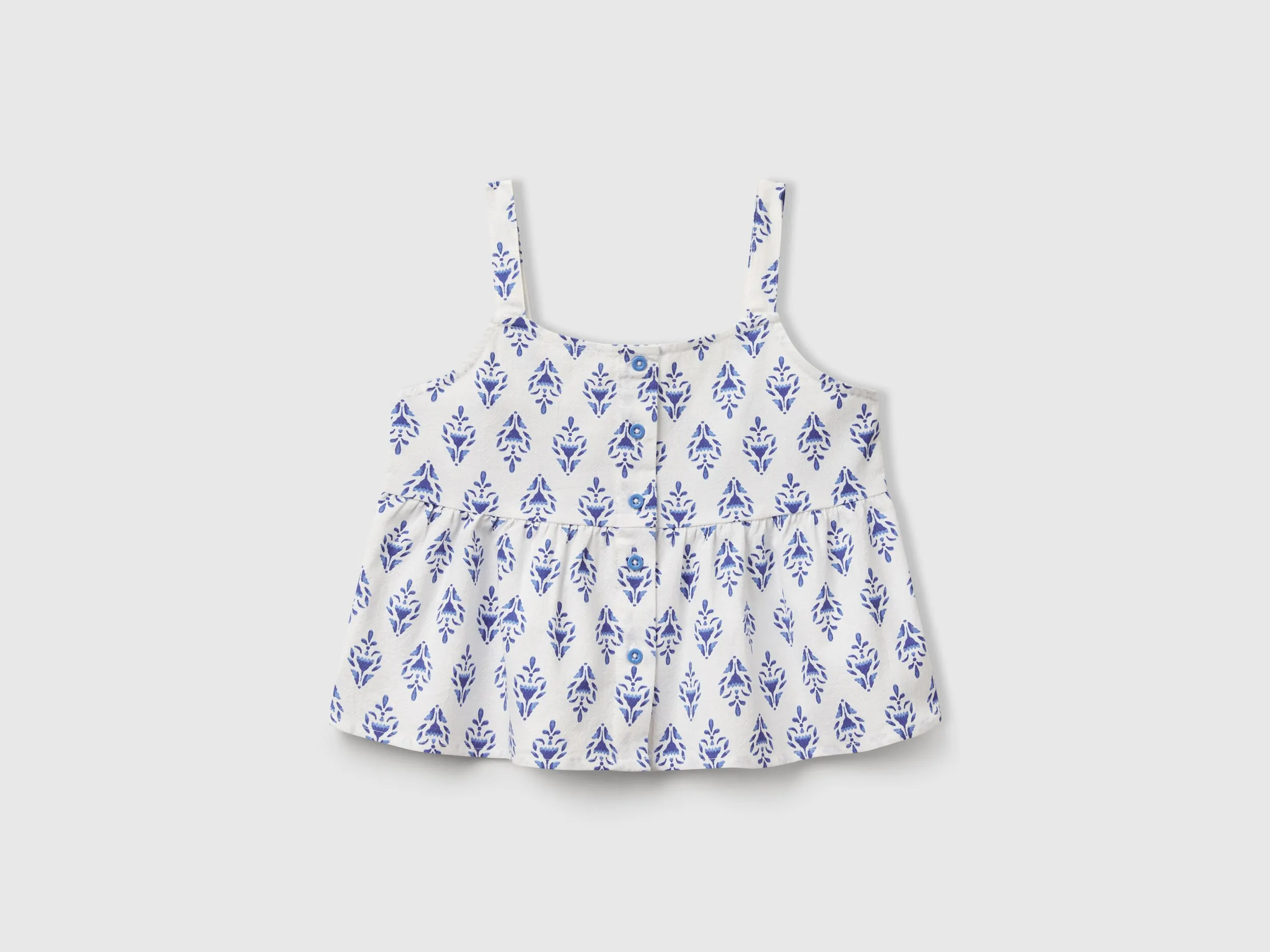 Top à motif en pur coton - Bleu