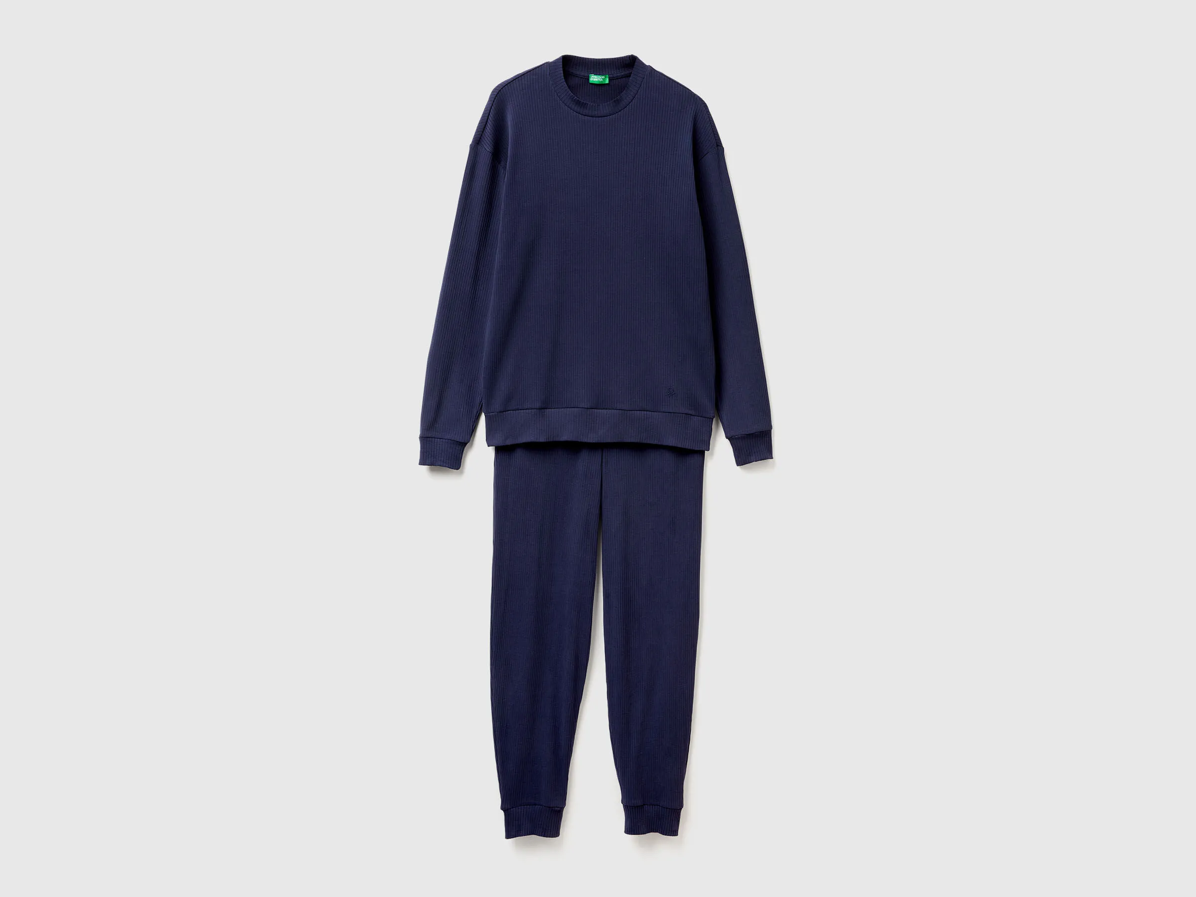 Pyjama chaud en coton extensible - Bleu Foncé