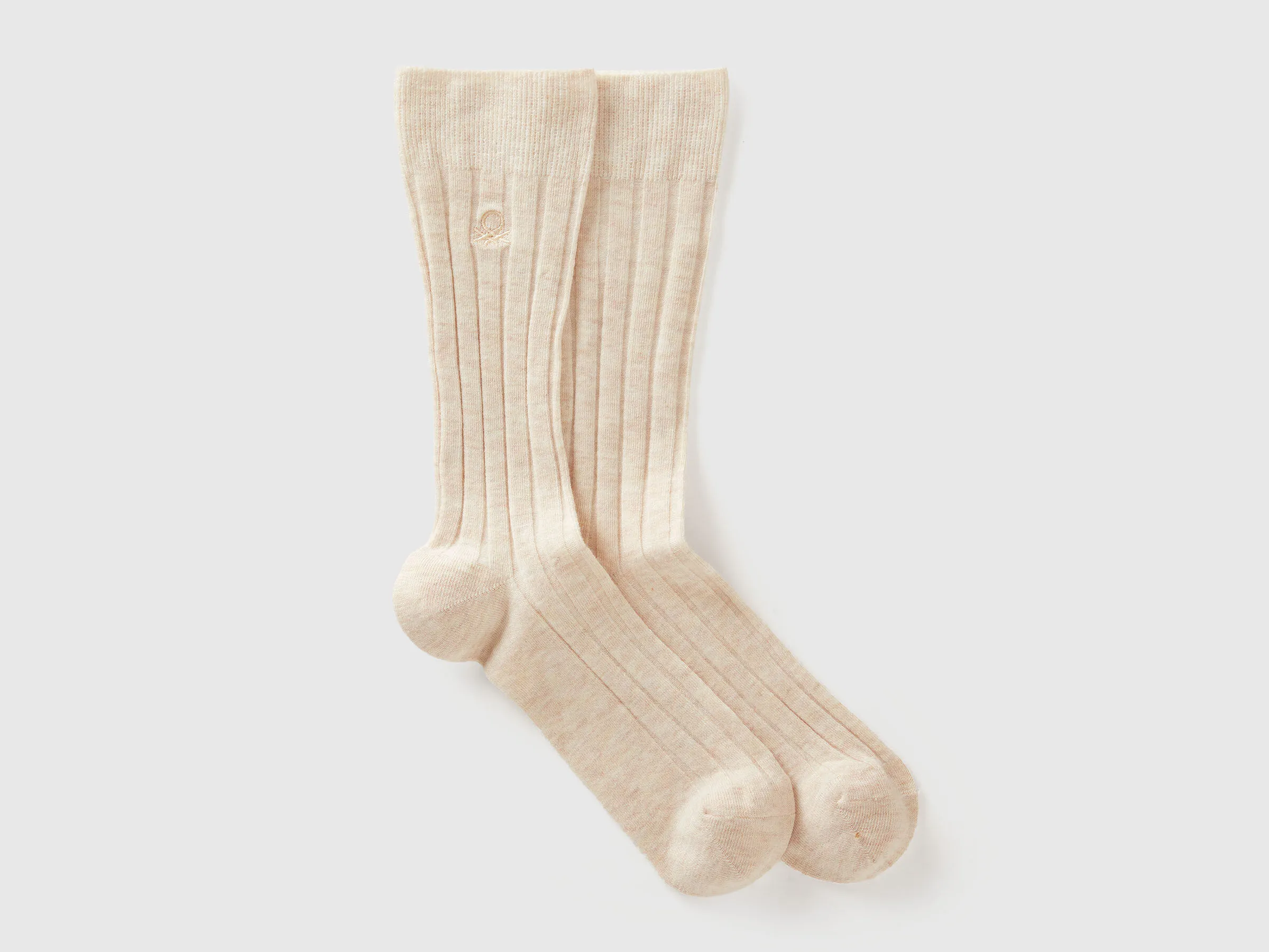 Chaussettes hautes en mélange de cachemire - Crème