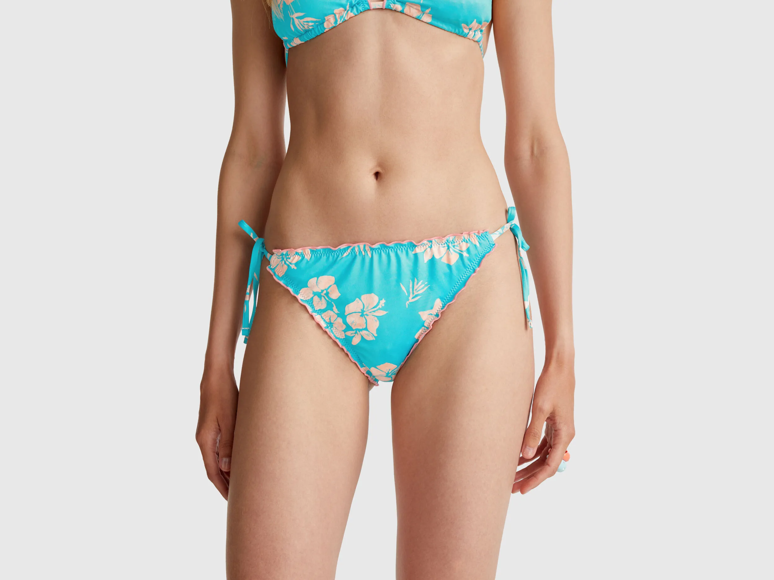 Slip de bain imprimé fleurs - Bleu Vert