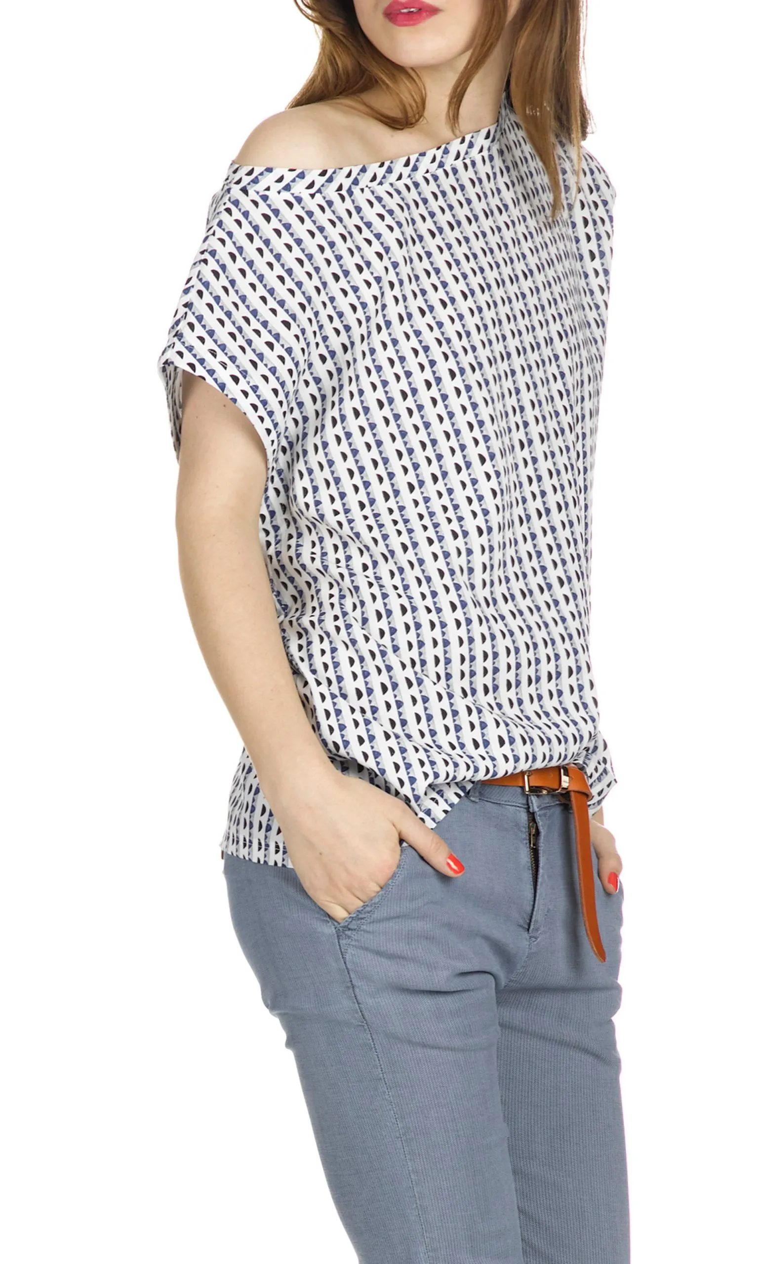 Top ample imprimé Bleu