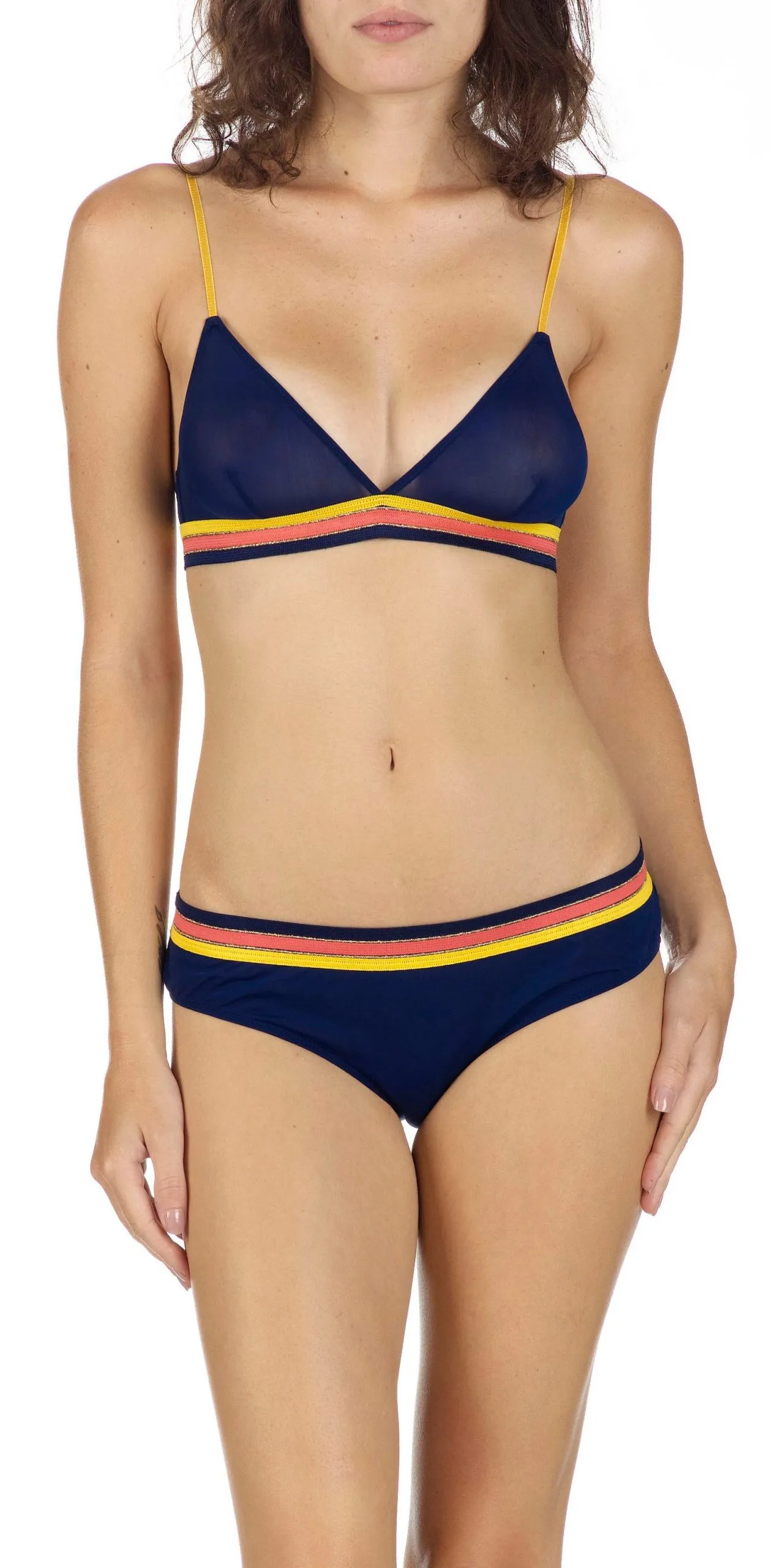 Soutien-gorge triangle bande rayée Bleu