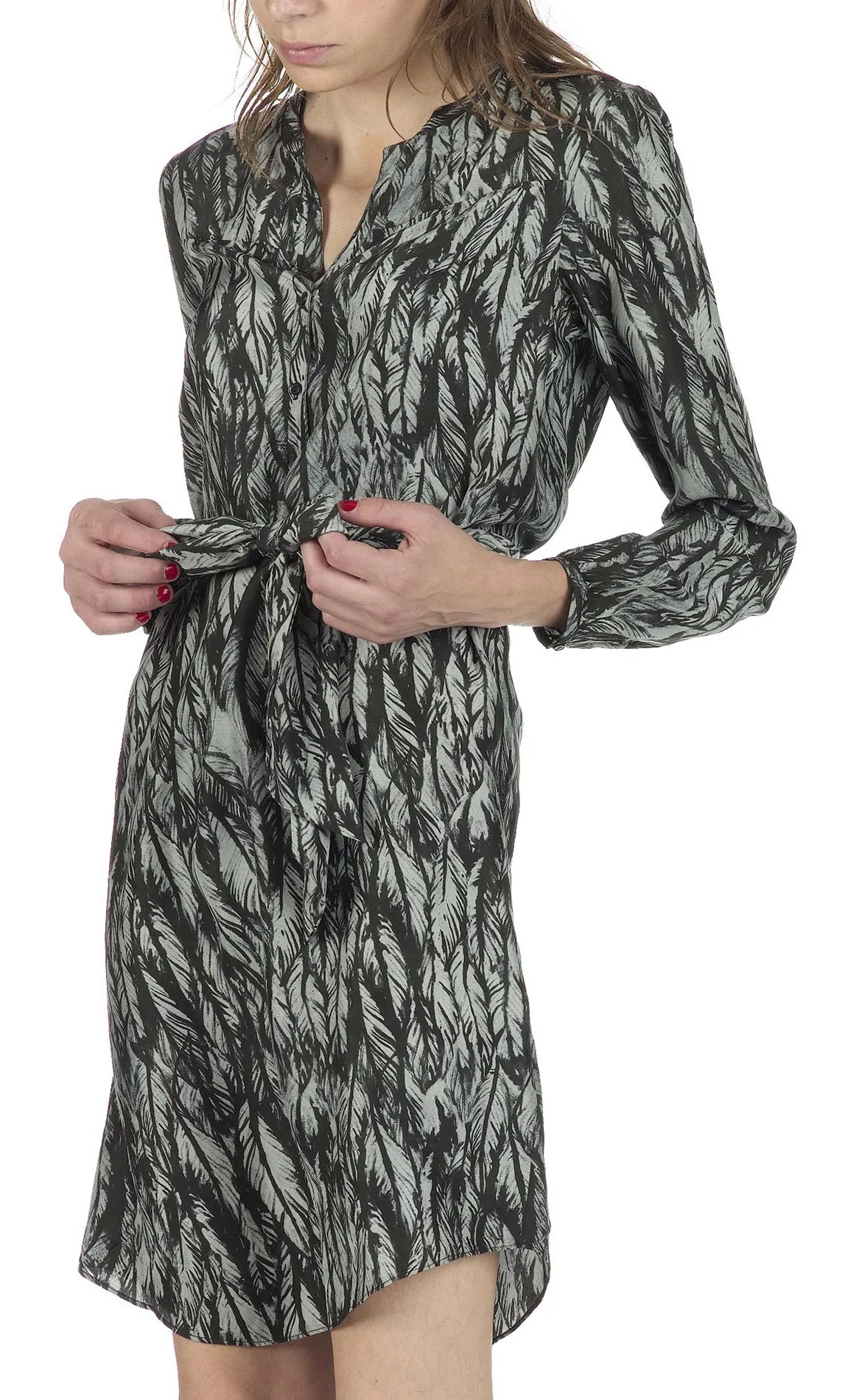 Robe courte décolletée et imprimée en soie Pyramid Noir