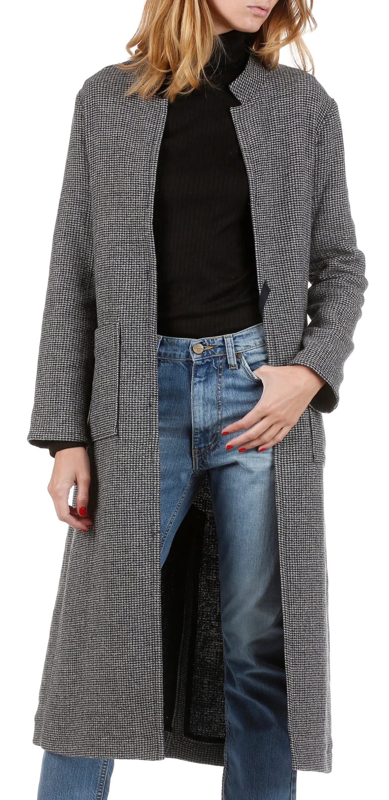 Manteau en pied de poule Pagnol Gris