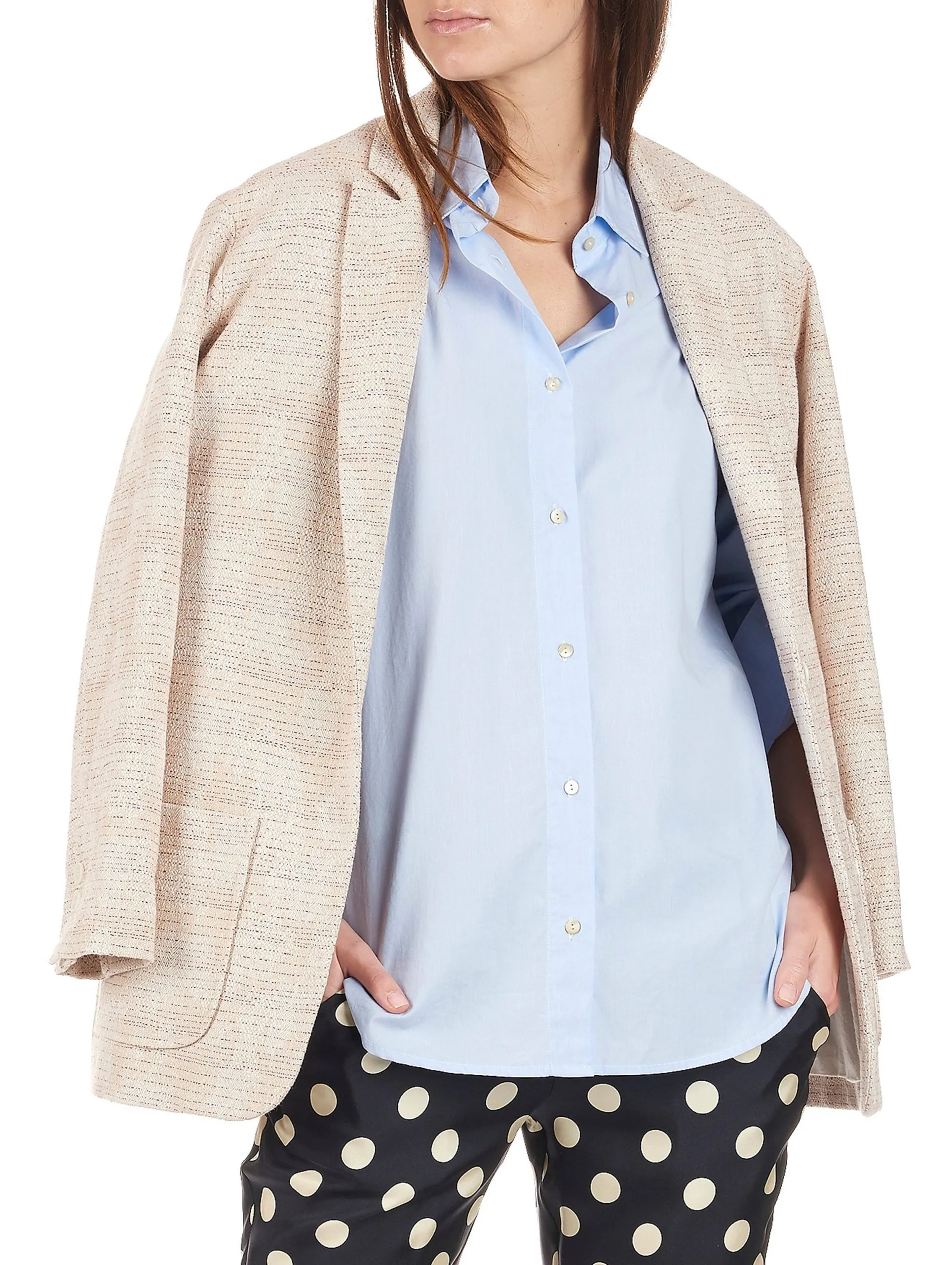 Veste en coton à rayures fines Qornala Rouge