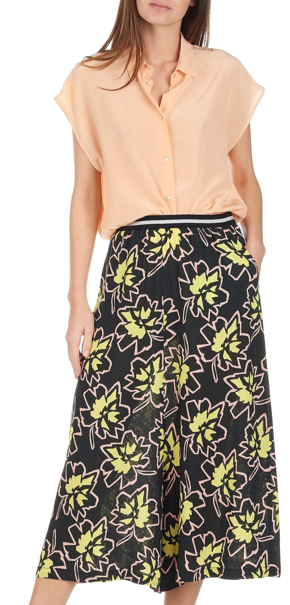 Jupe-culotte midi imprimée Noir