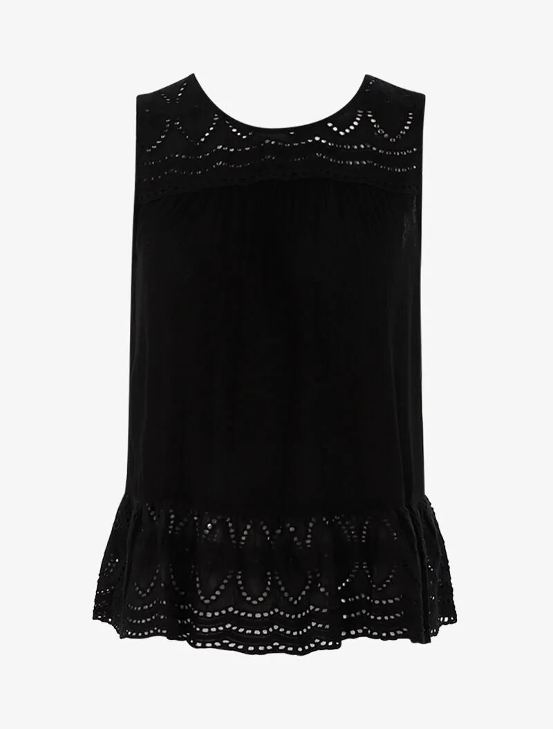 Top à détails style crochet - noir