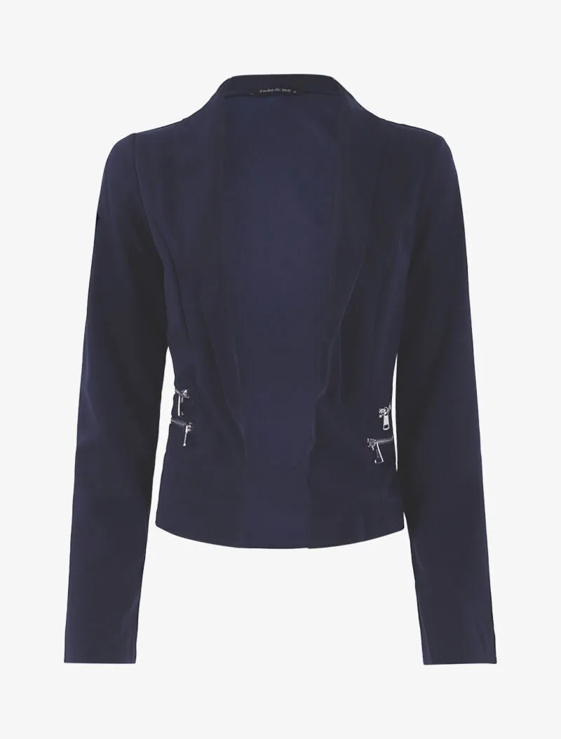 Veste ouverte à détails zippés - marine