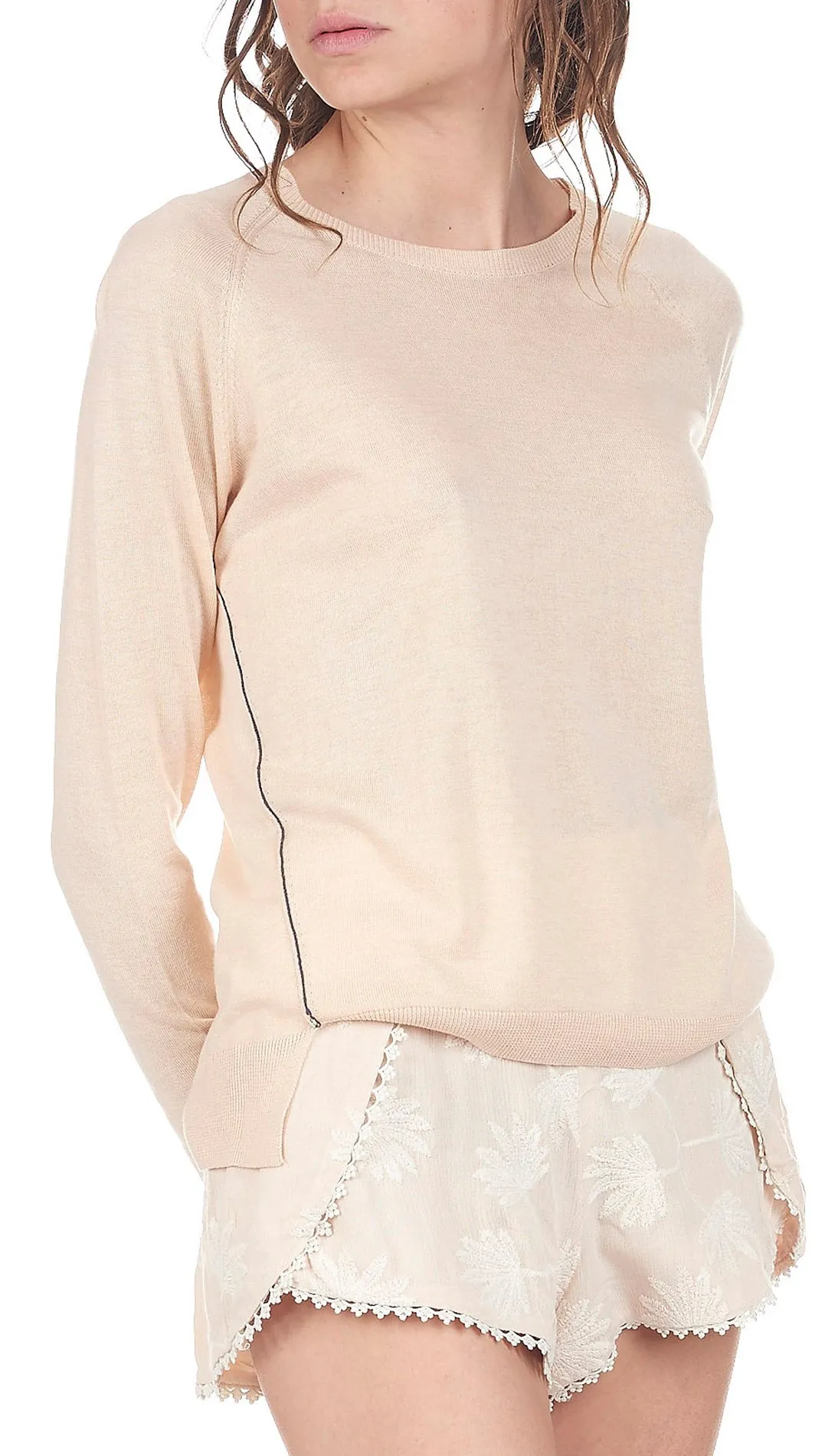 Pull en modal et coton Beige