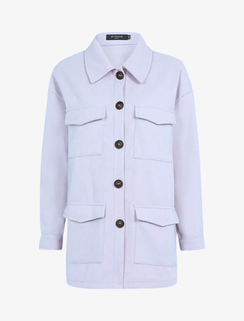 Veste d'hiver style chemise - gris clair
