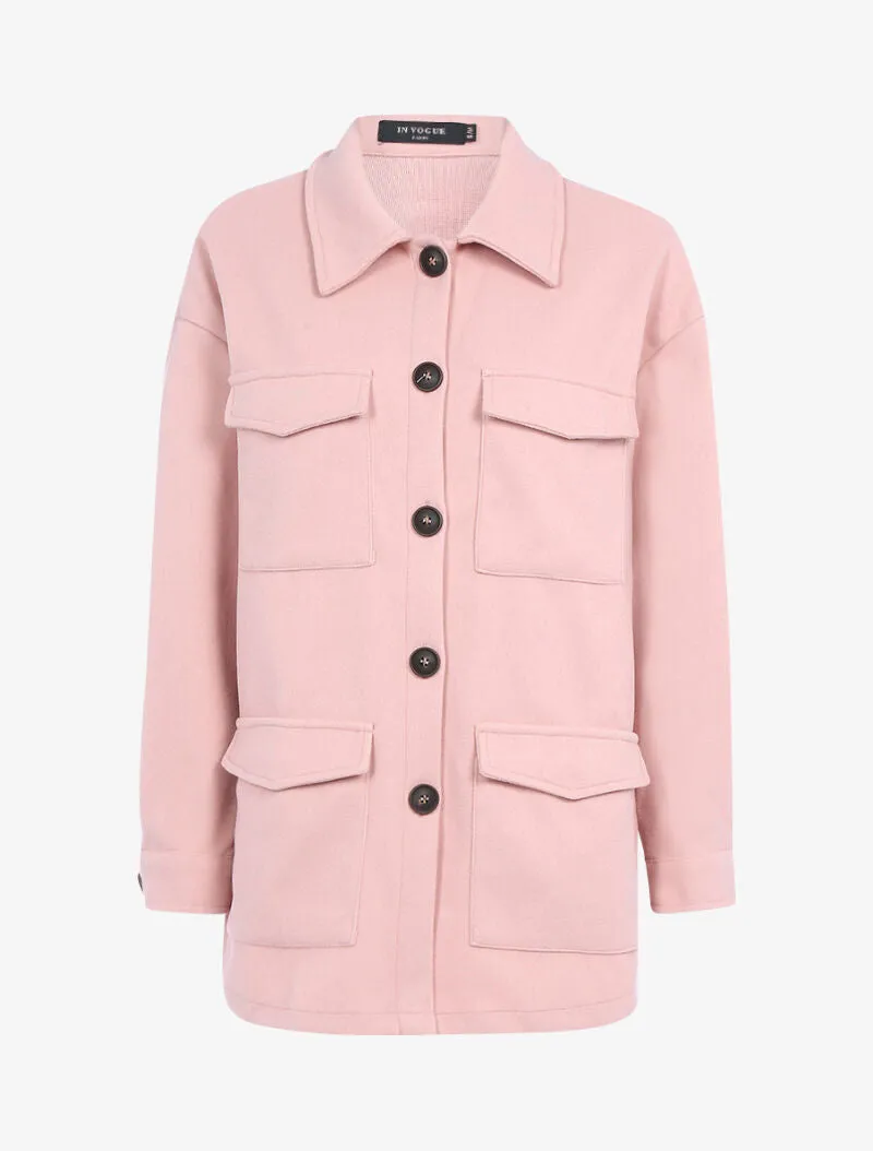 Veste d'hiver style chemise - rose