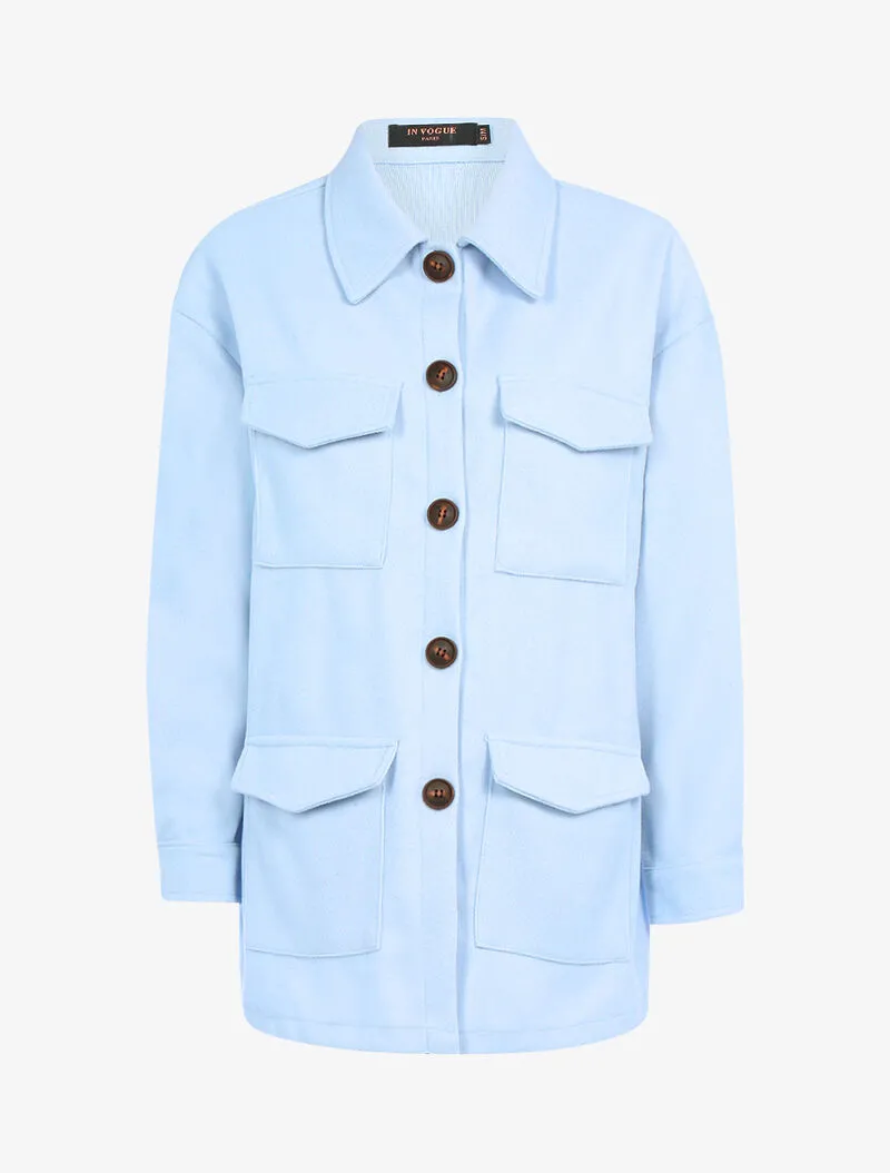 Veste d'hiver style chemise - bleu ciel