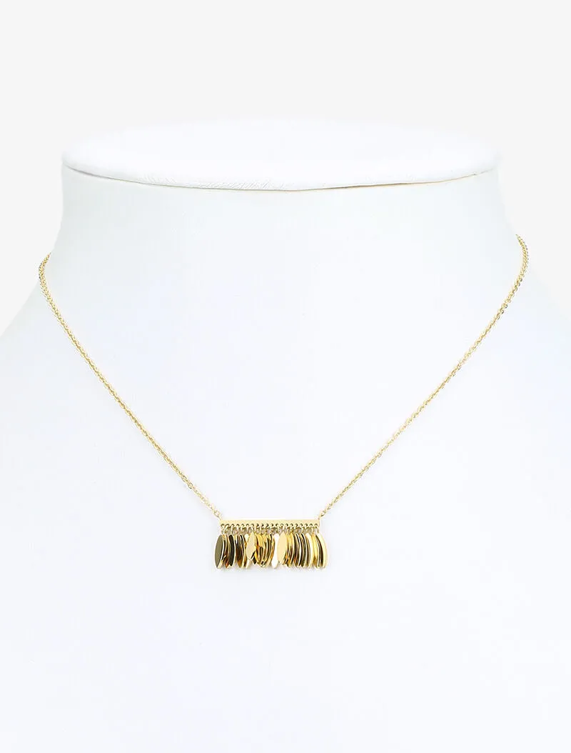 Collier à pendentif à plaque frangée - or