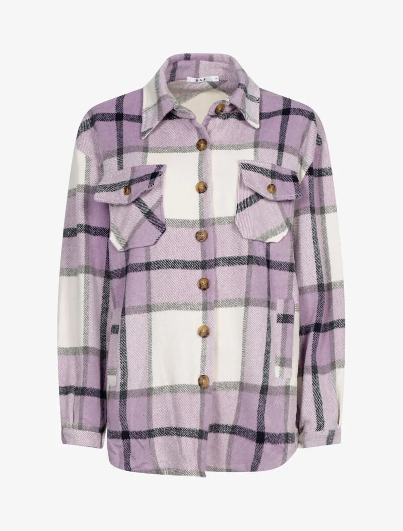Veste style chemise à imprimé tartan - lilas