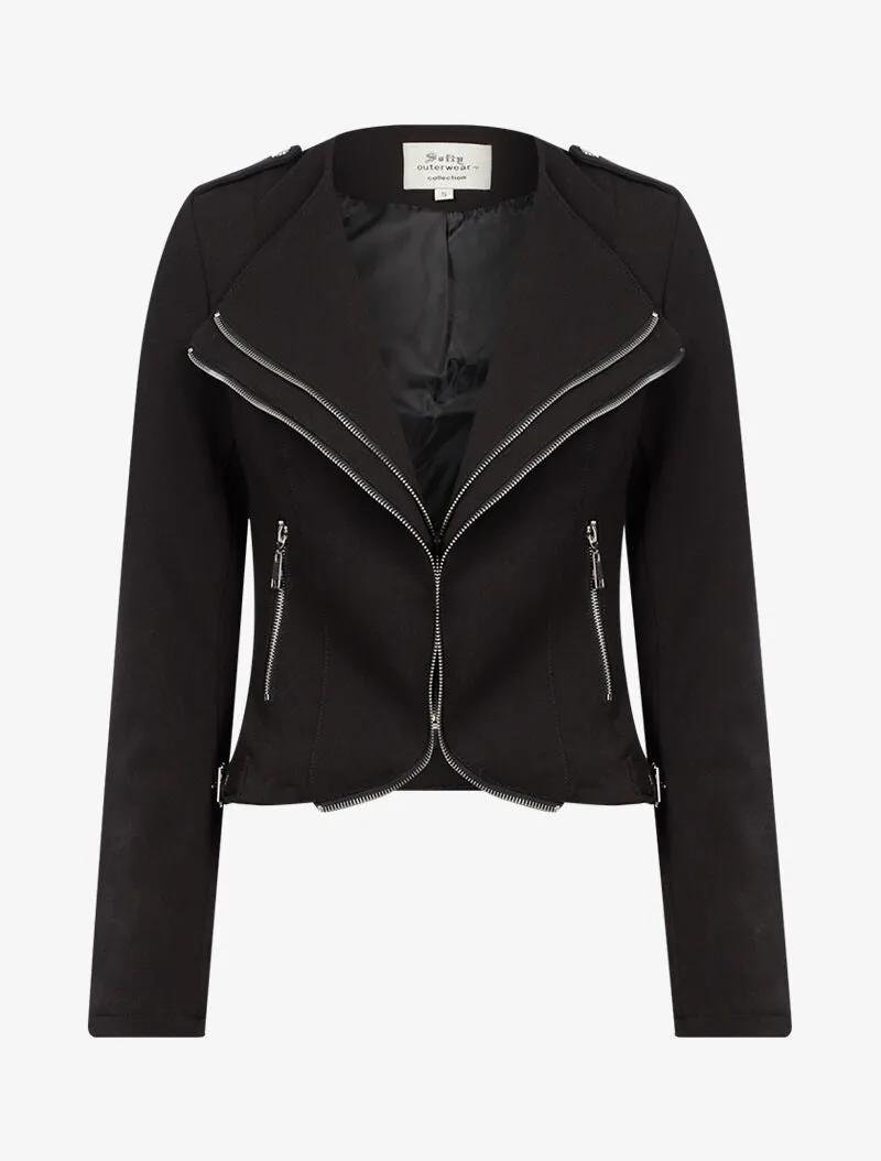 Veste courte à zips - noir