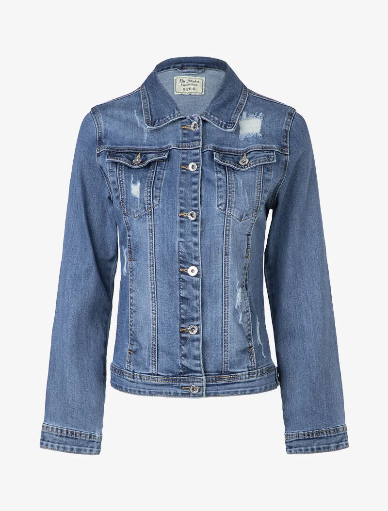 Veste droite à éraflures - bleu denim