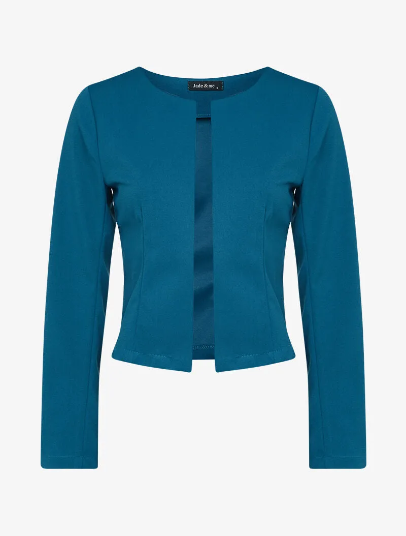 Veste ouverte unie - bleu pétrole