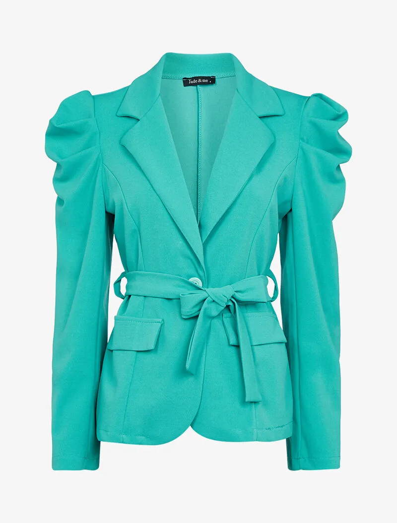 Veste cintrée à manches gigot - vert