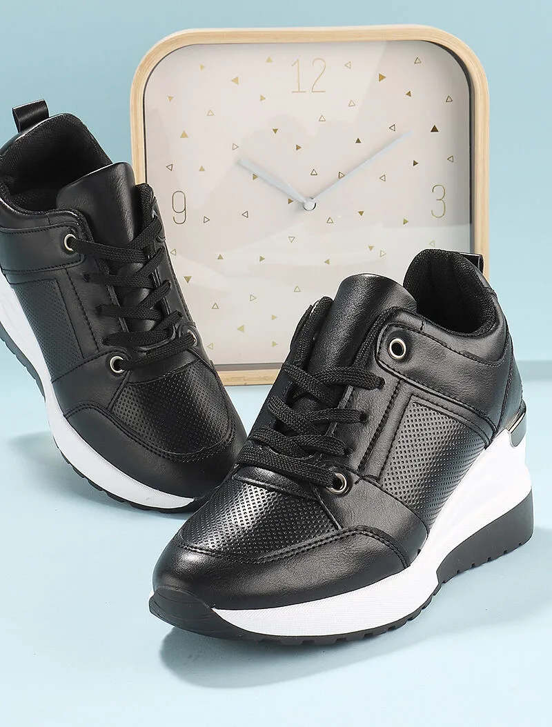 Baskets compensées à détails métalliques - noir