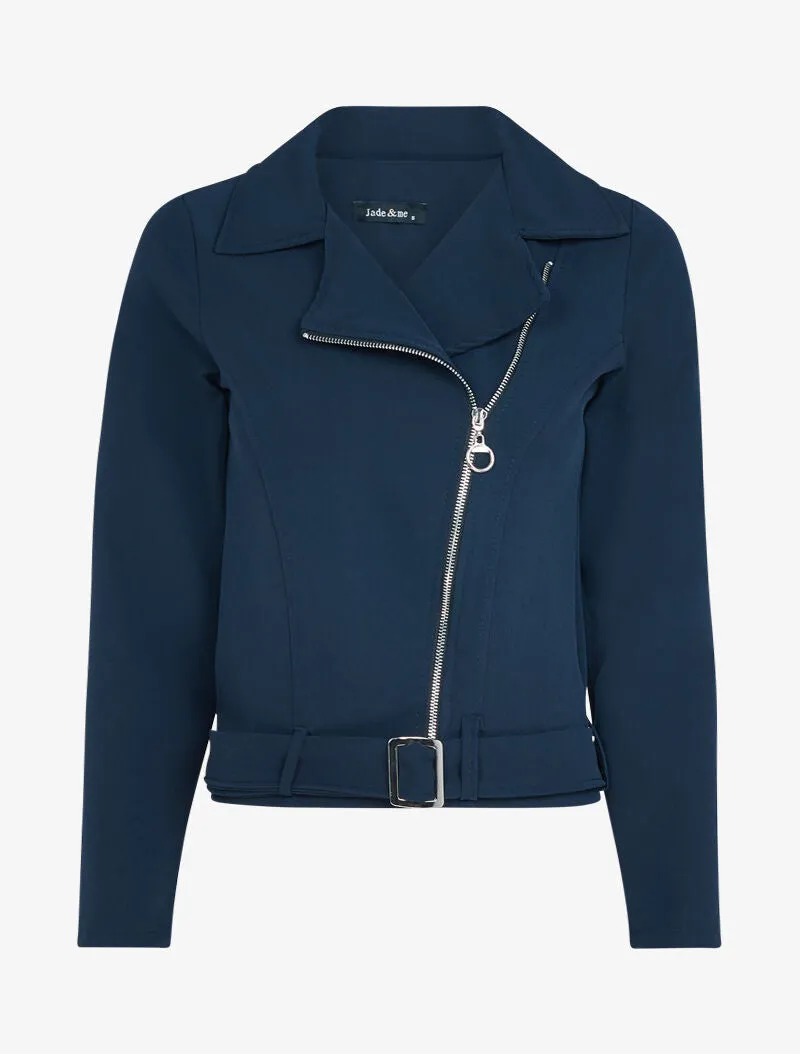 Veste zippée à bord ceinturé - marine