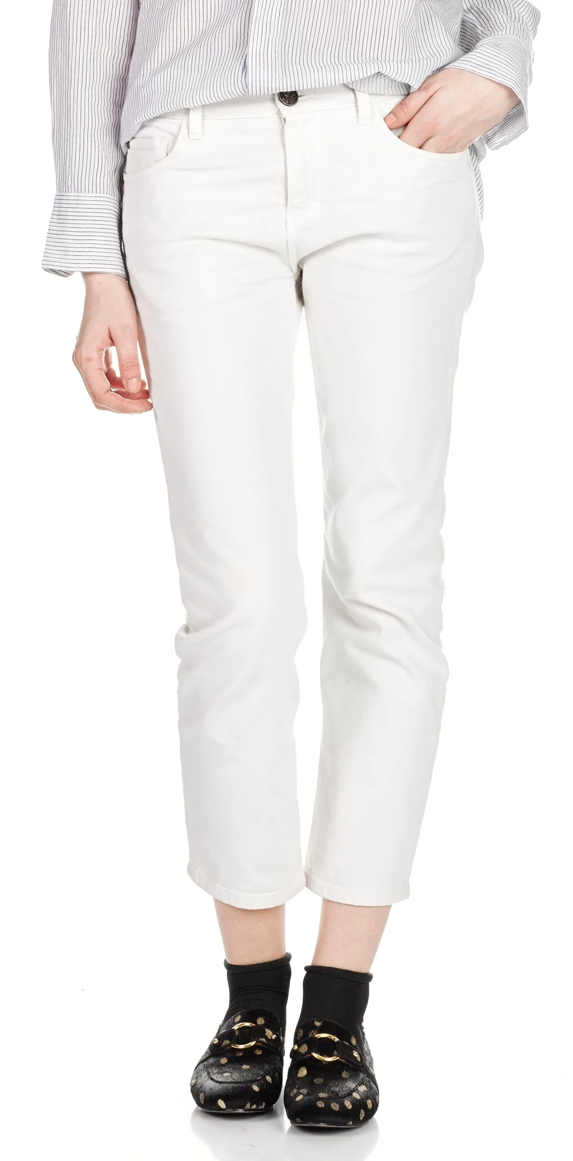 Jean cropped droit Beige