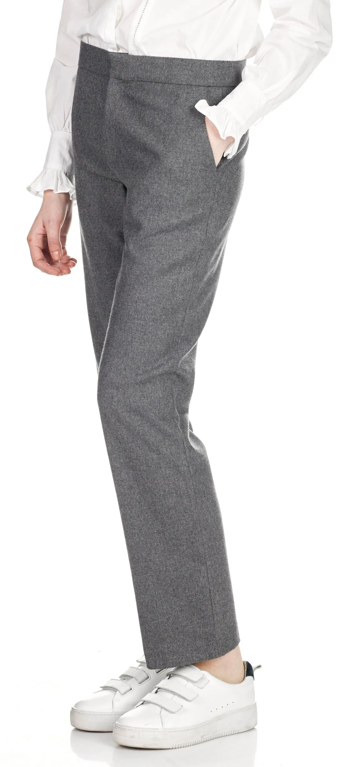 Pantalon droit en flanelle Gris