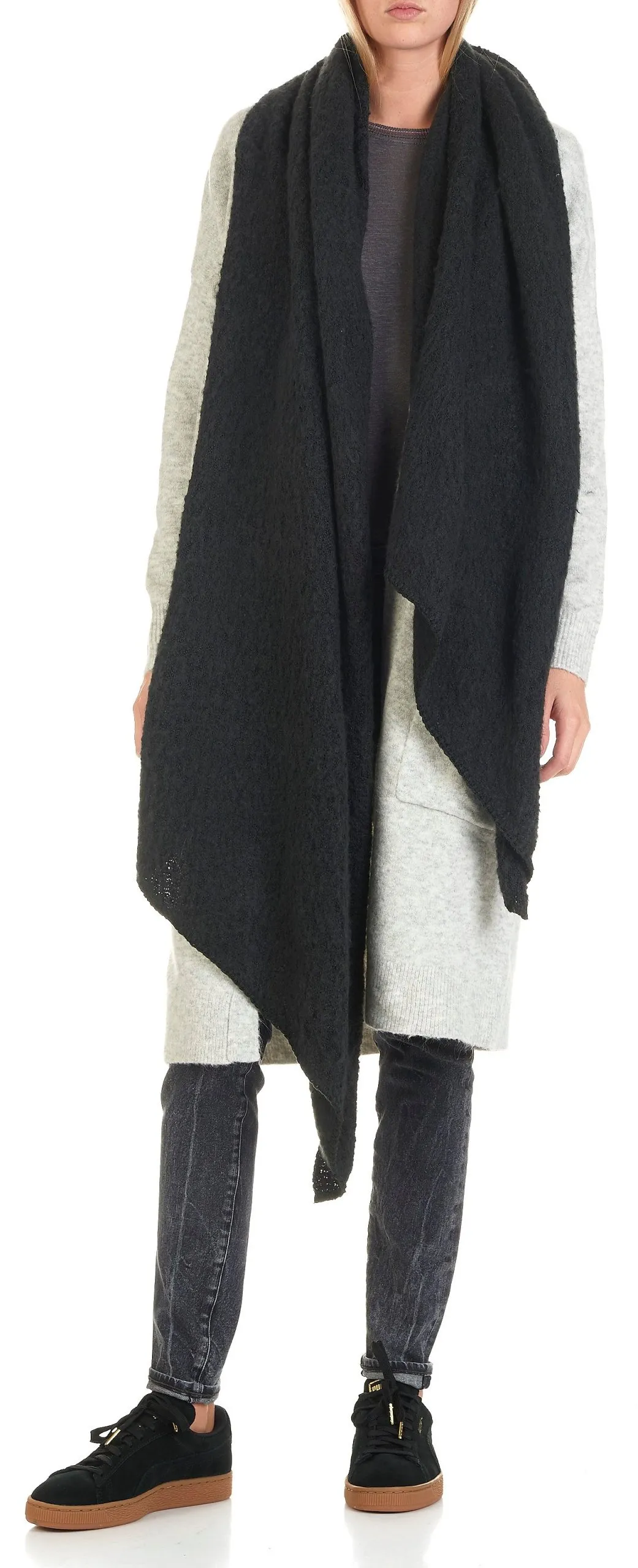 Echarpe en maille chinée Noir