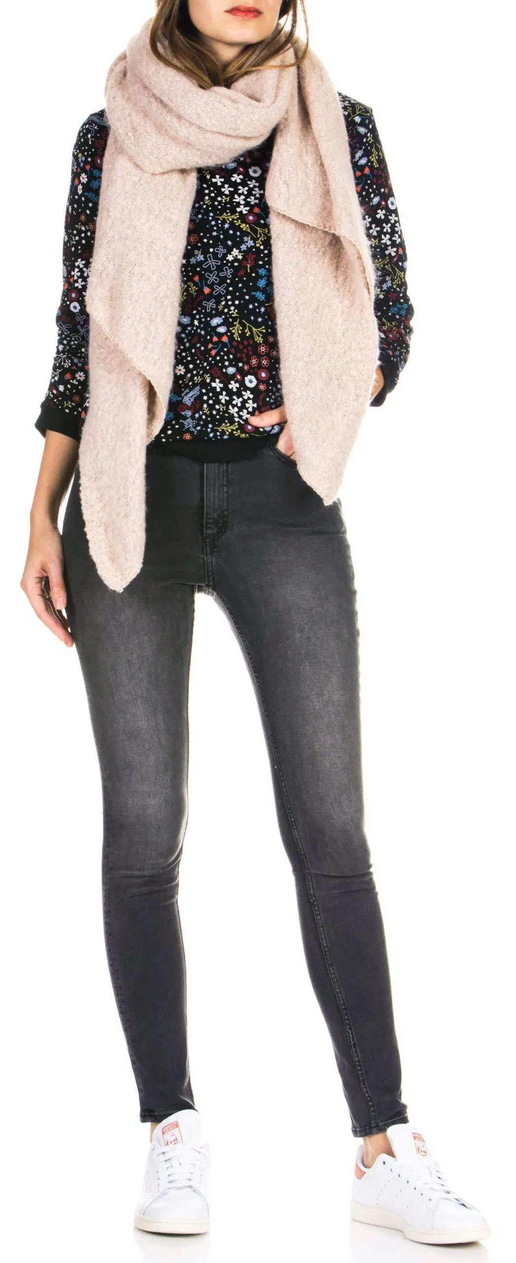 Echarpe en maille chinée Rose