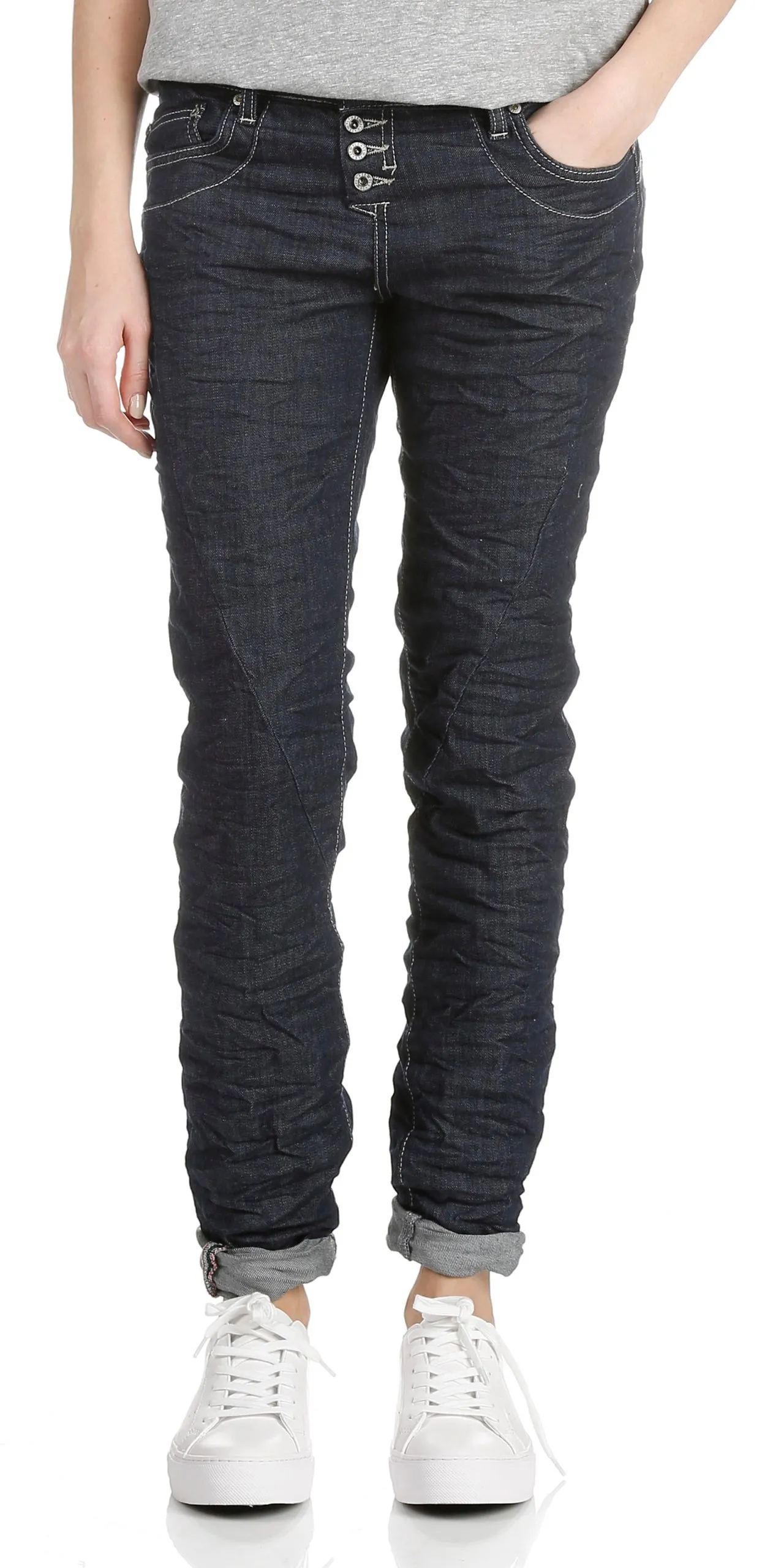 Jean slim taille normale boutonné Bleu