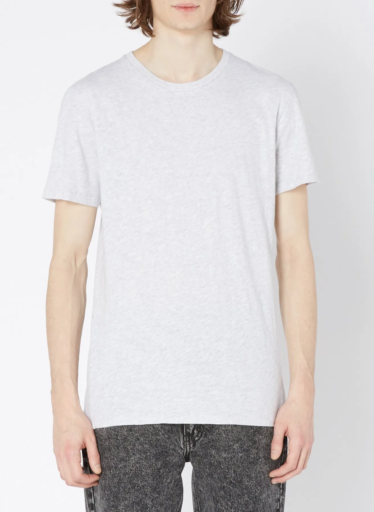 Tee-shirt regular-fit à col rond en coton Gris BYSAPICK