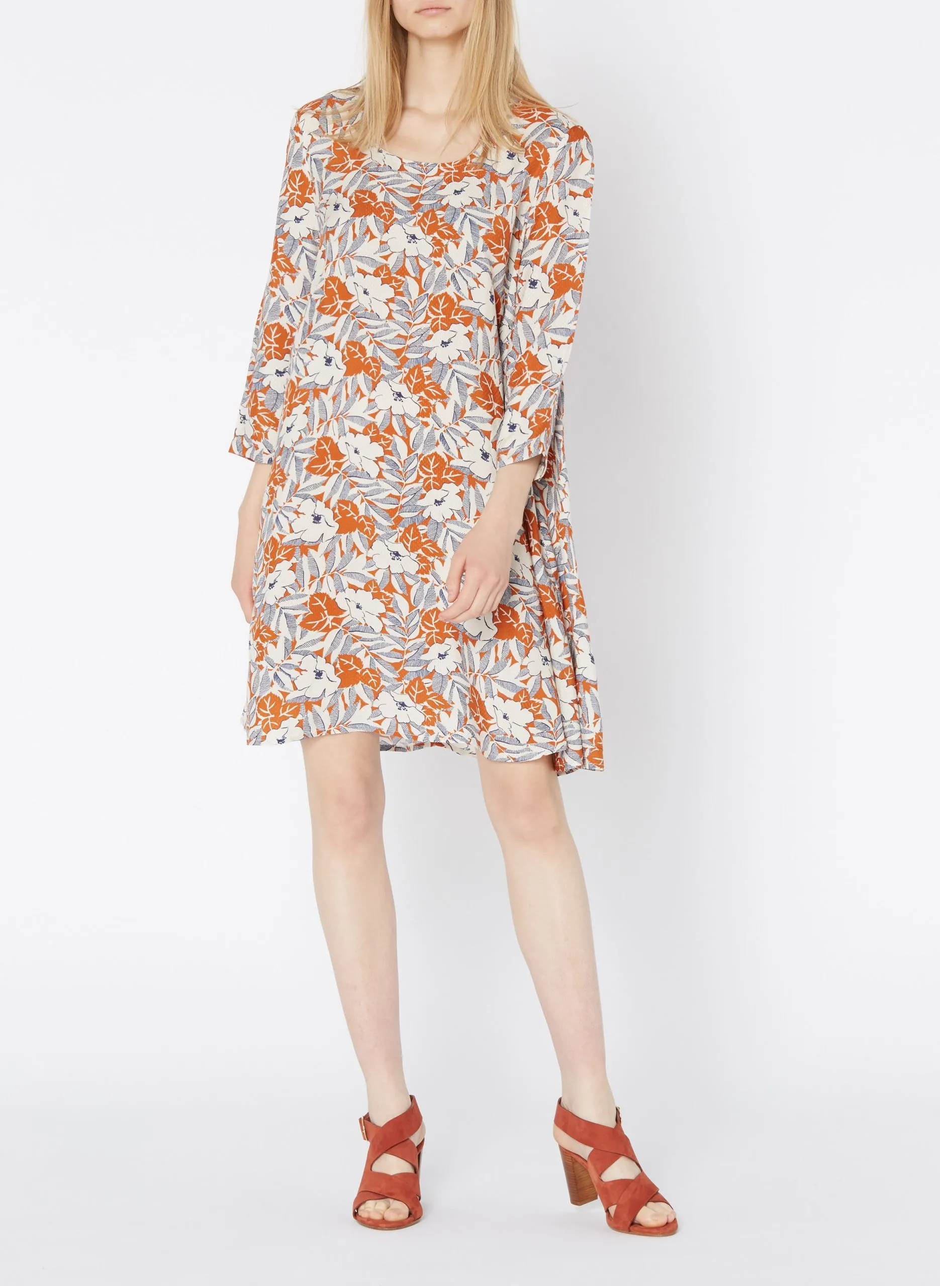 Robe courte imprimée en jacquard Orange