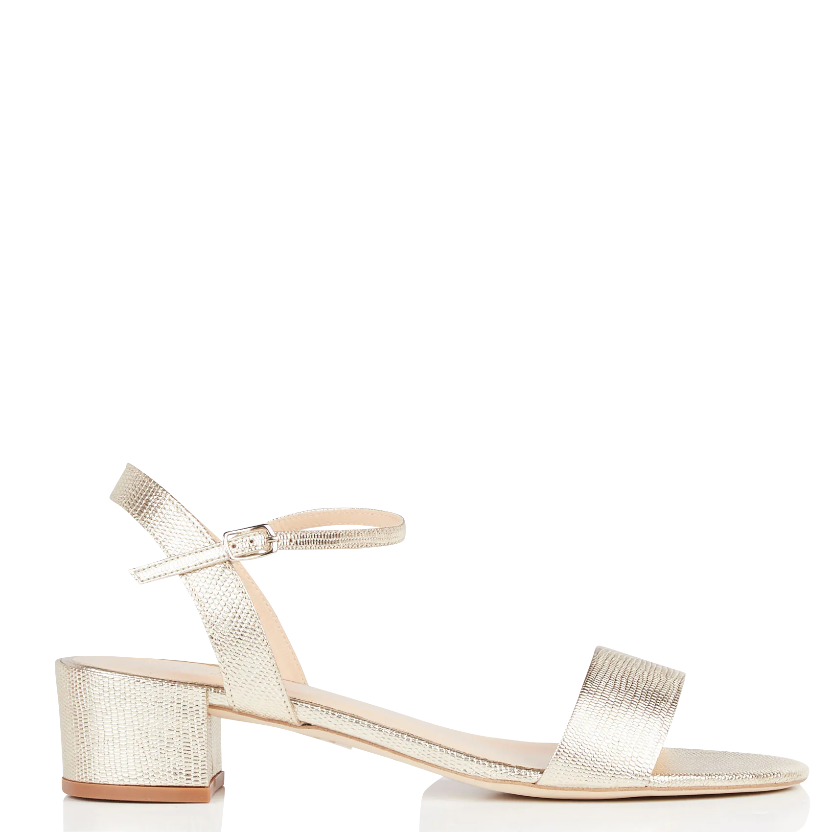 Sandales à petits talons effet reptile Doré VIA