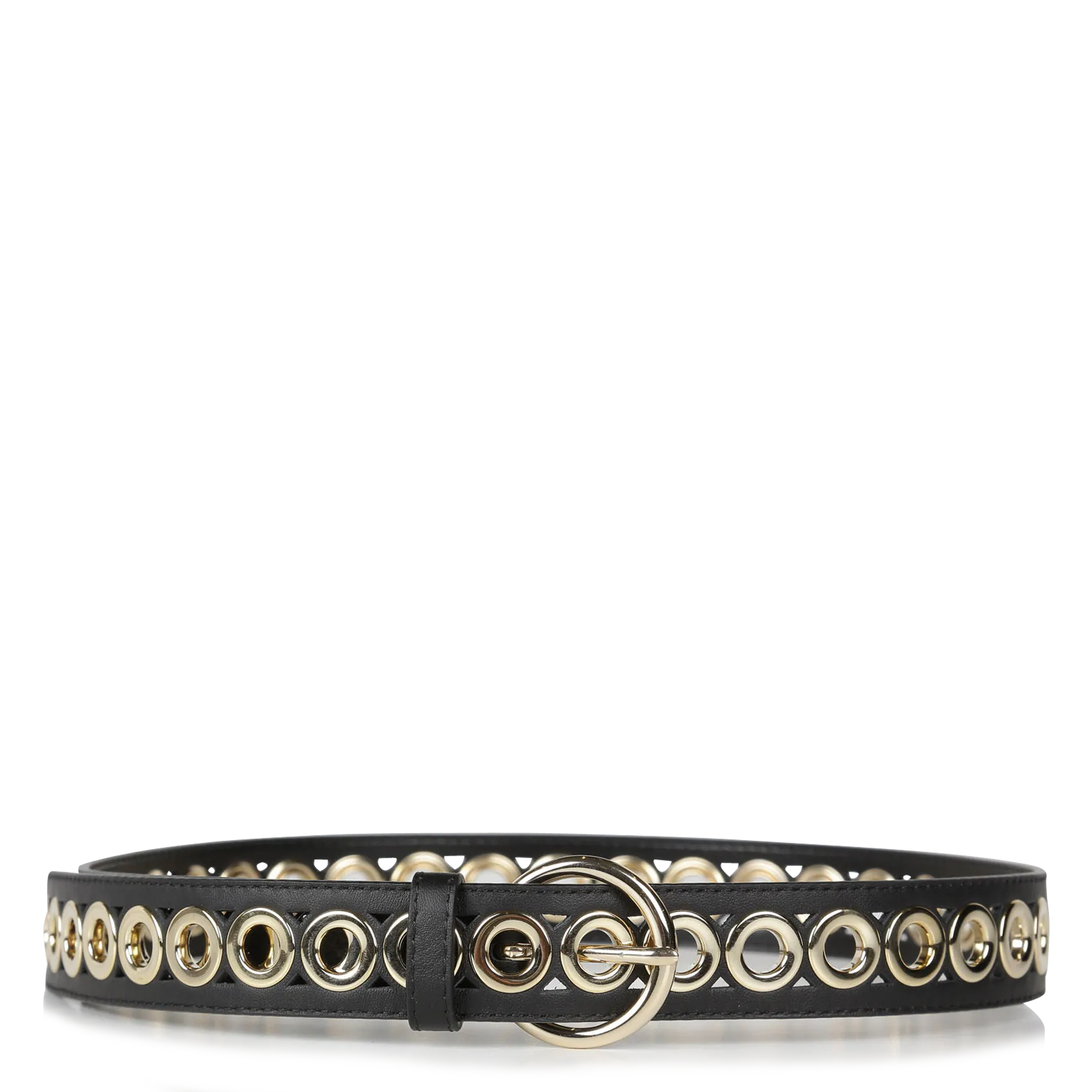 Ceinture à oeillets en cuir Noir