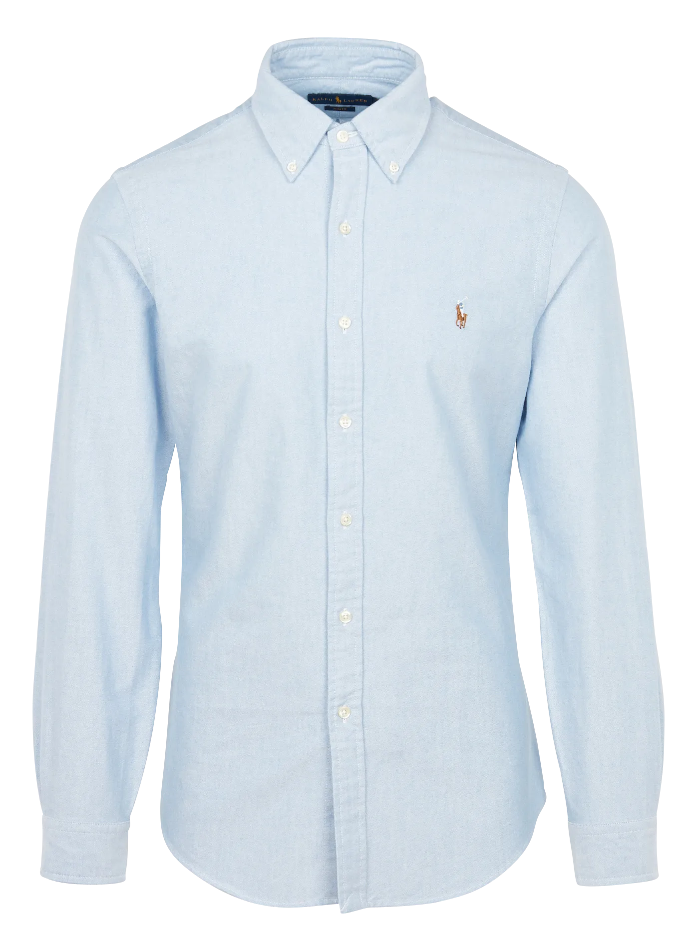 Chemise col américain slim-fit en Oxford de coton Bleu