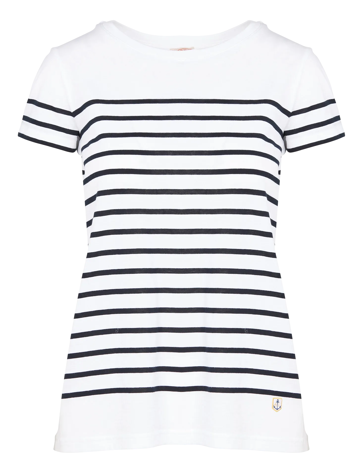 Tee-shirt col rond rayé en coton Blanc