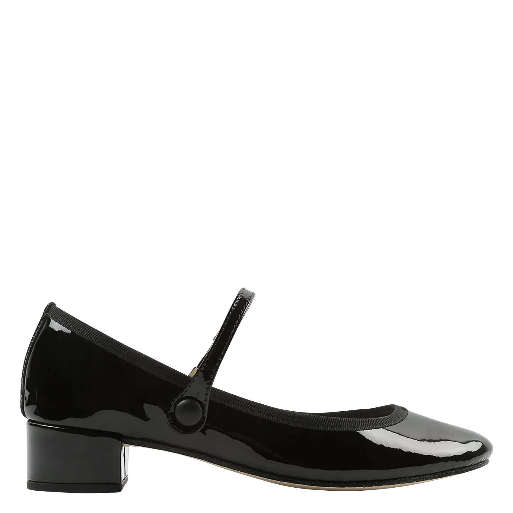 Babies à talons en cuir vernis Noir ROSE