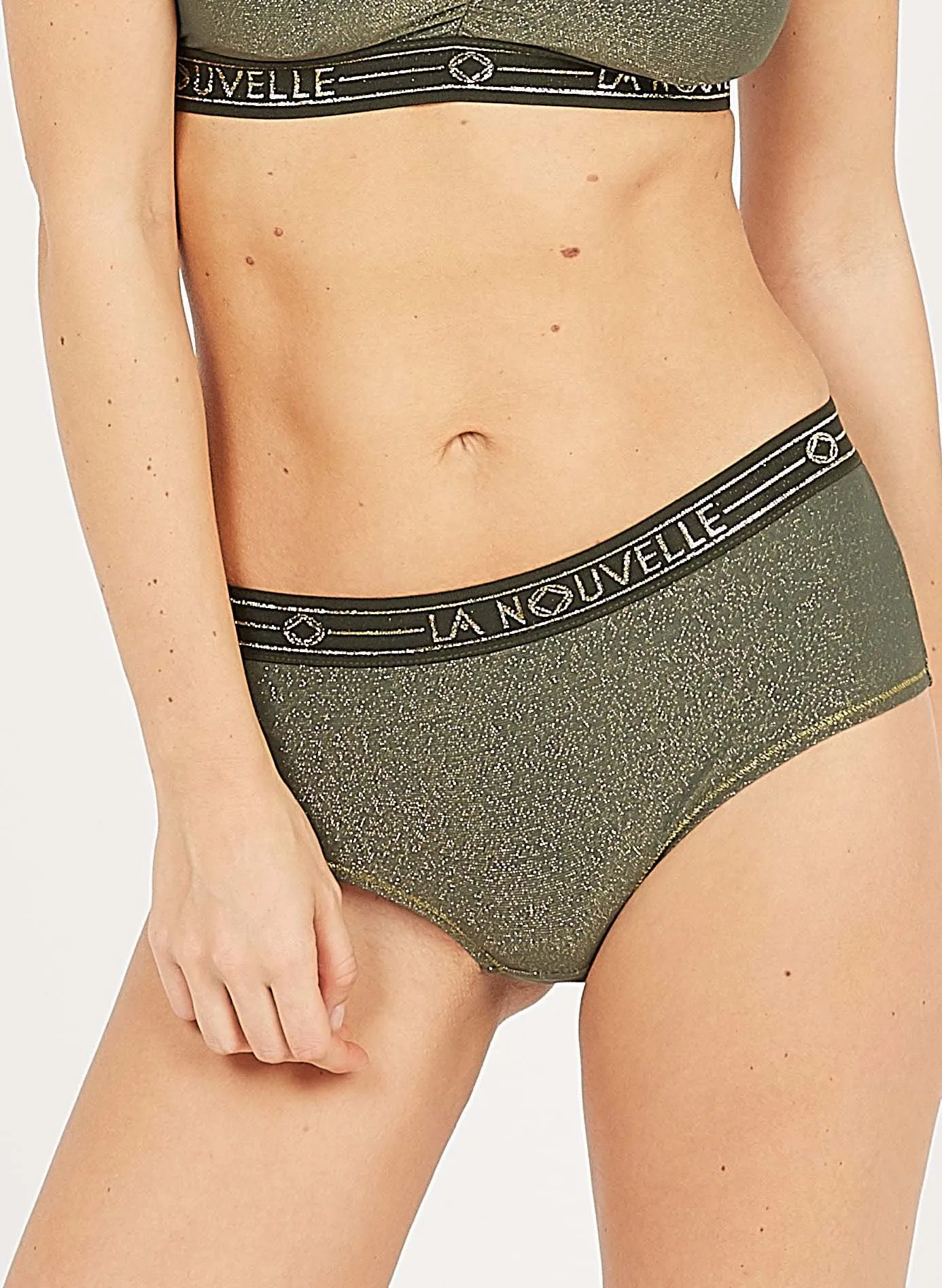Shorty taille basse avec fils métallisés Vert Judith