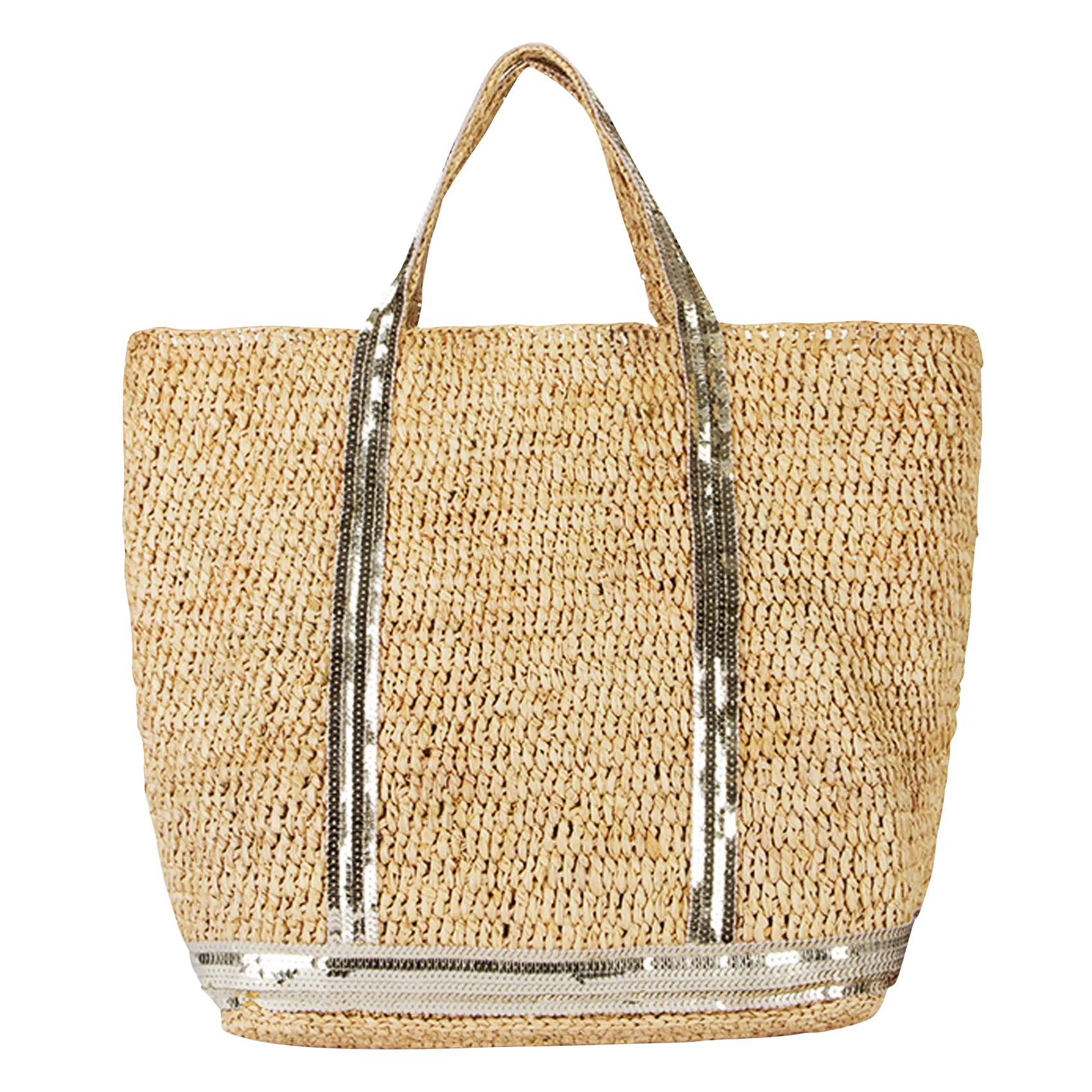 Cabas M à sequins en raphia Doré CABAS M