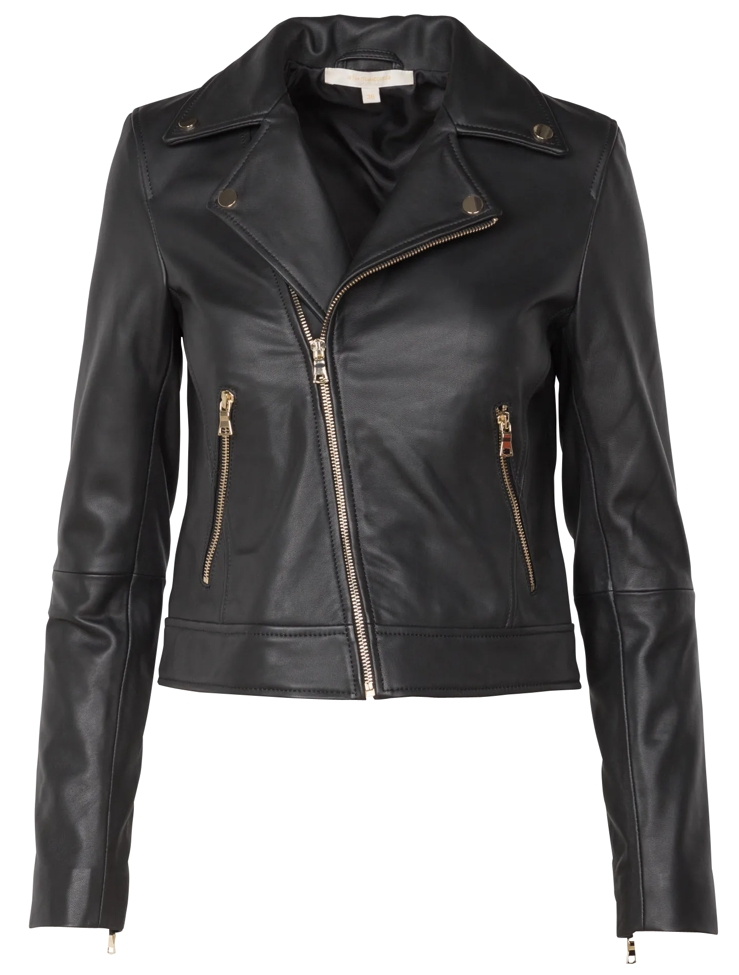 Blouson col tailleur en cuir Noir