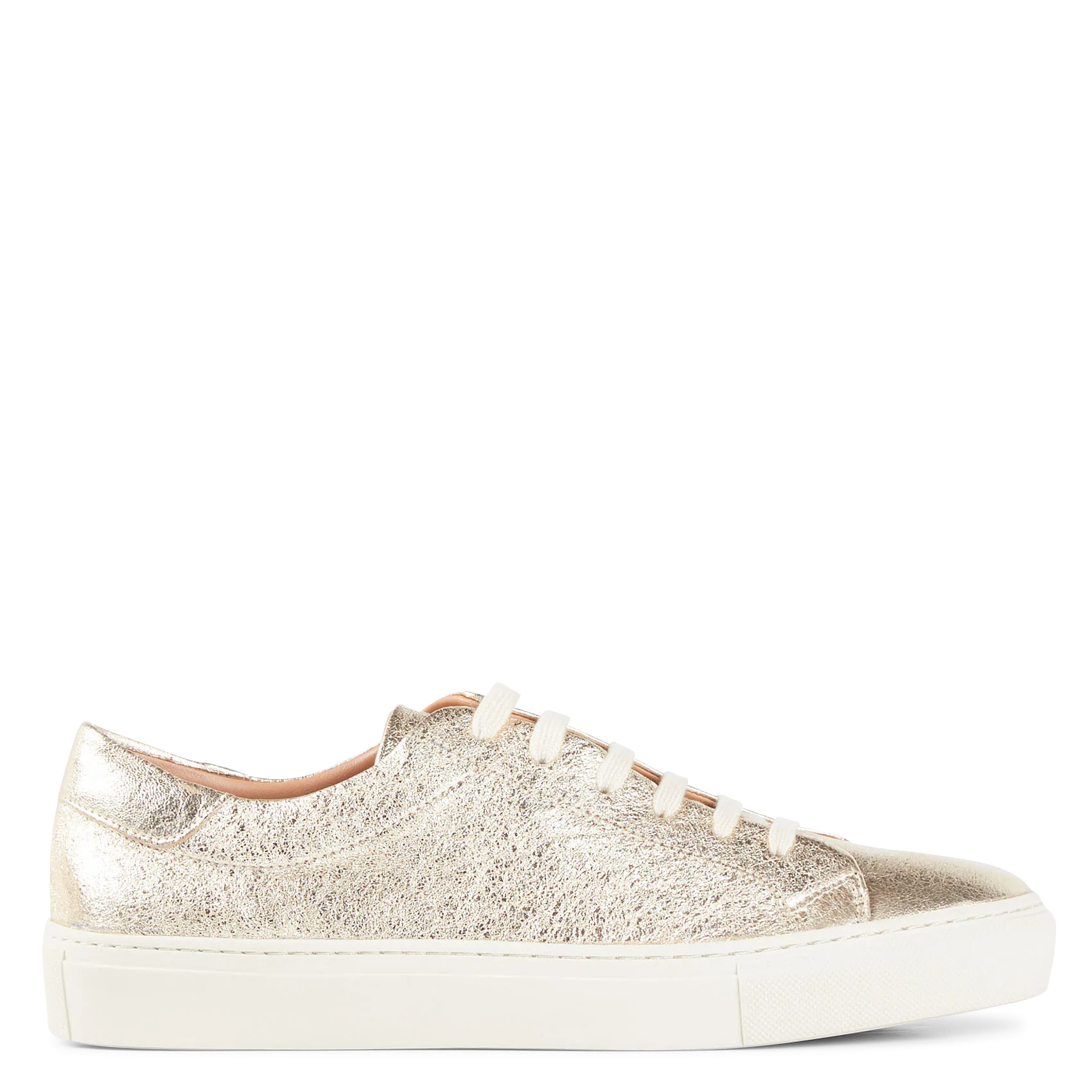 Baskets basses en cuir métallisé Doré SUZETTE