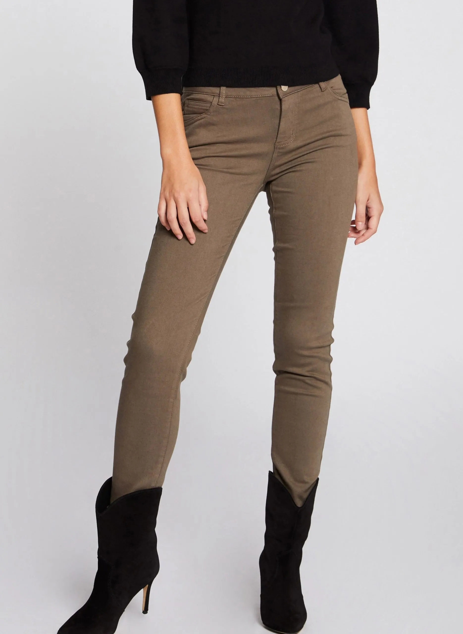 Pantalon skinny taille basse Vert 211-PETRA