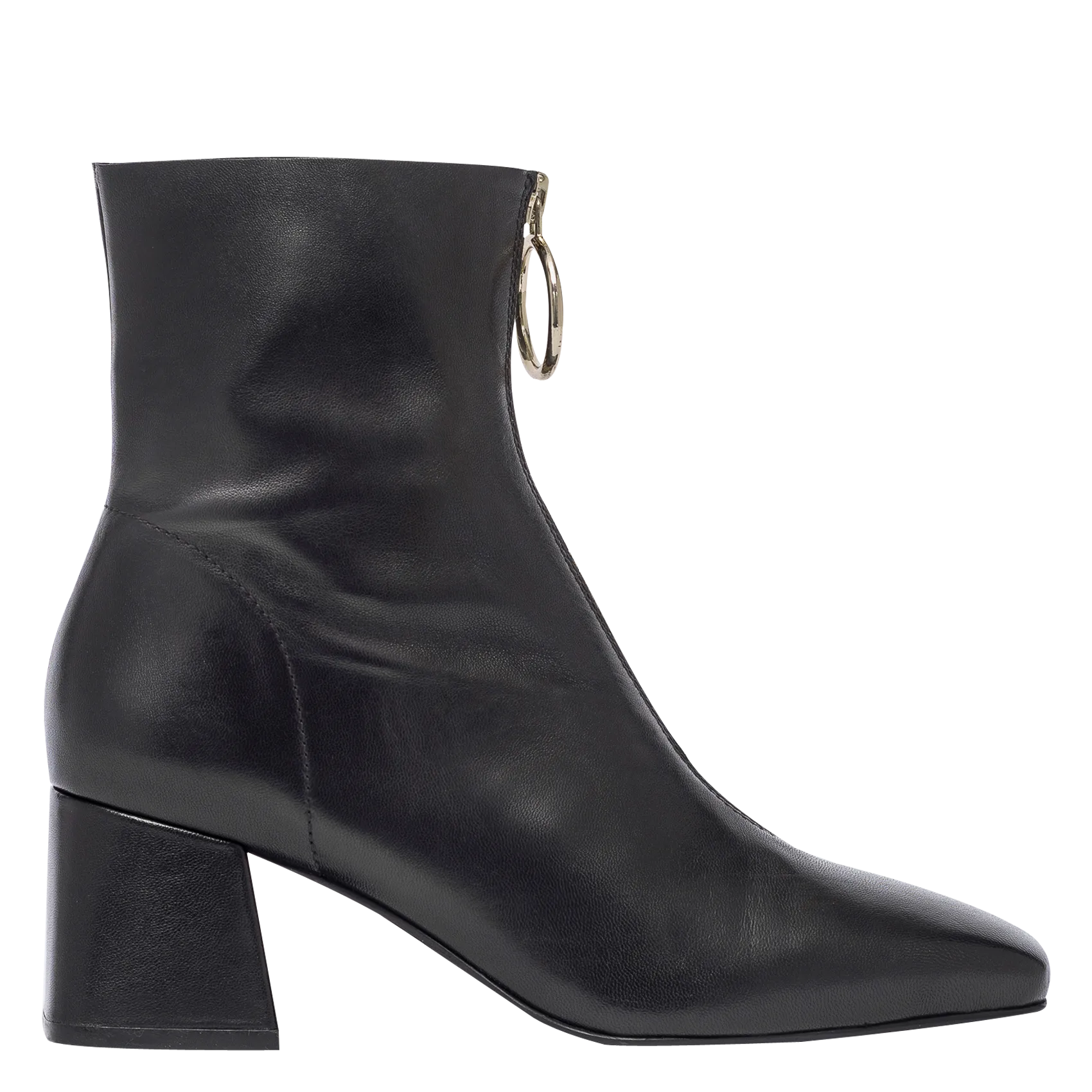 Boots en cuir lisse avec zip sur l'avant Noir MARIBEL