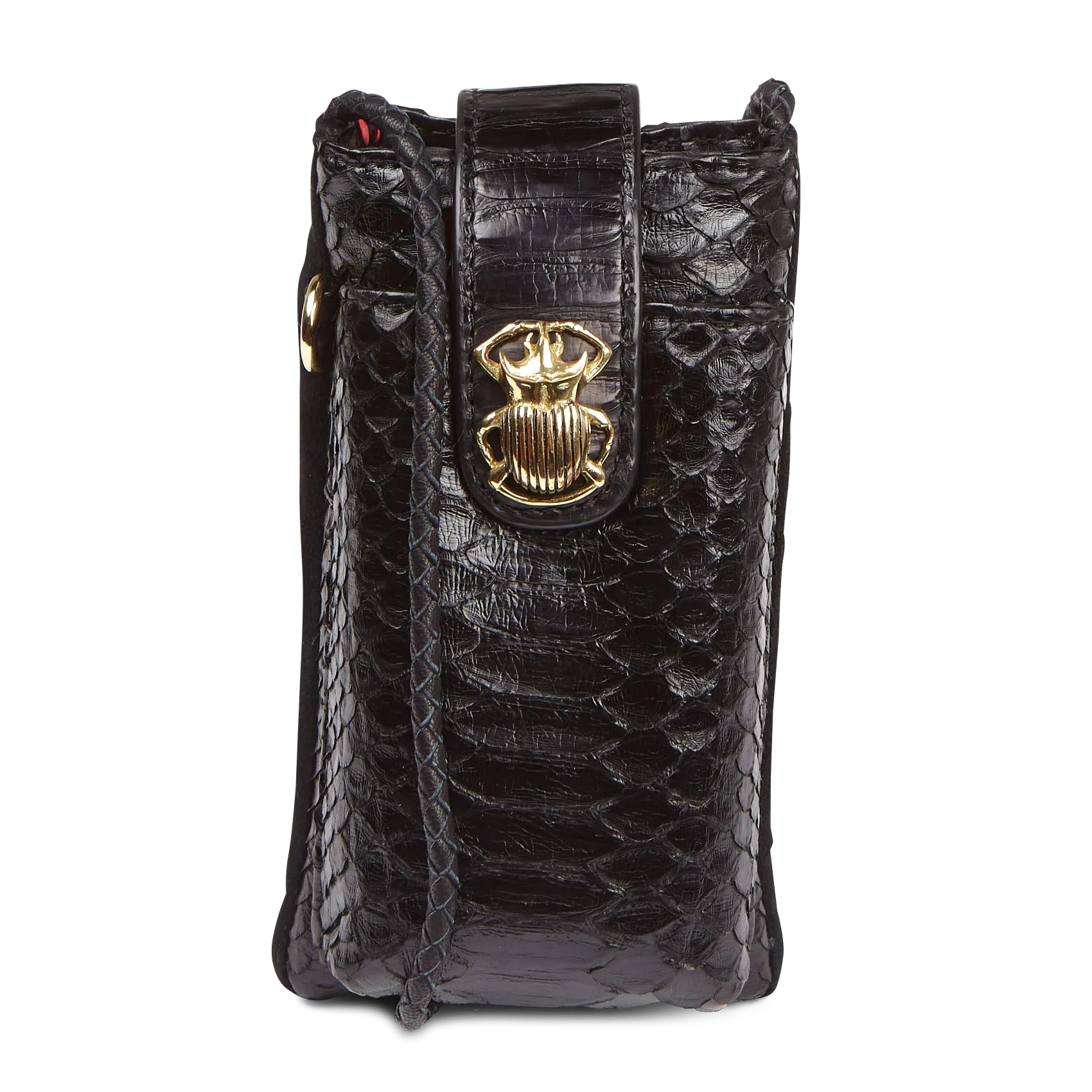 Pochette pour téléphone en cuir aspect python Noir MARCUS