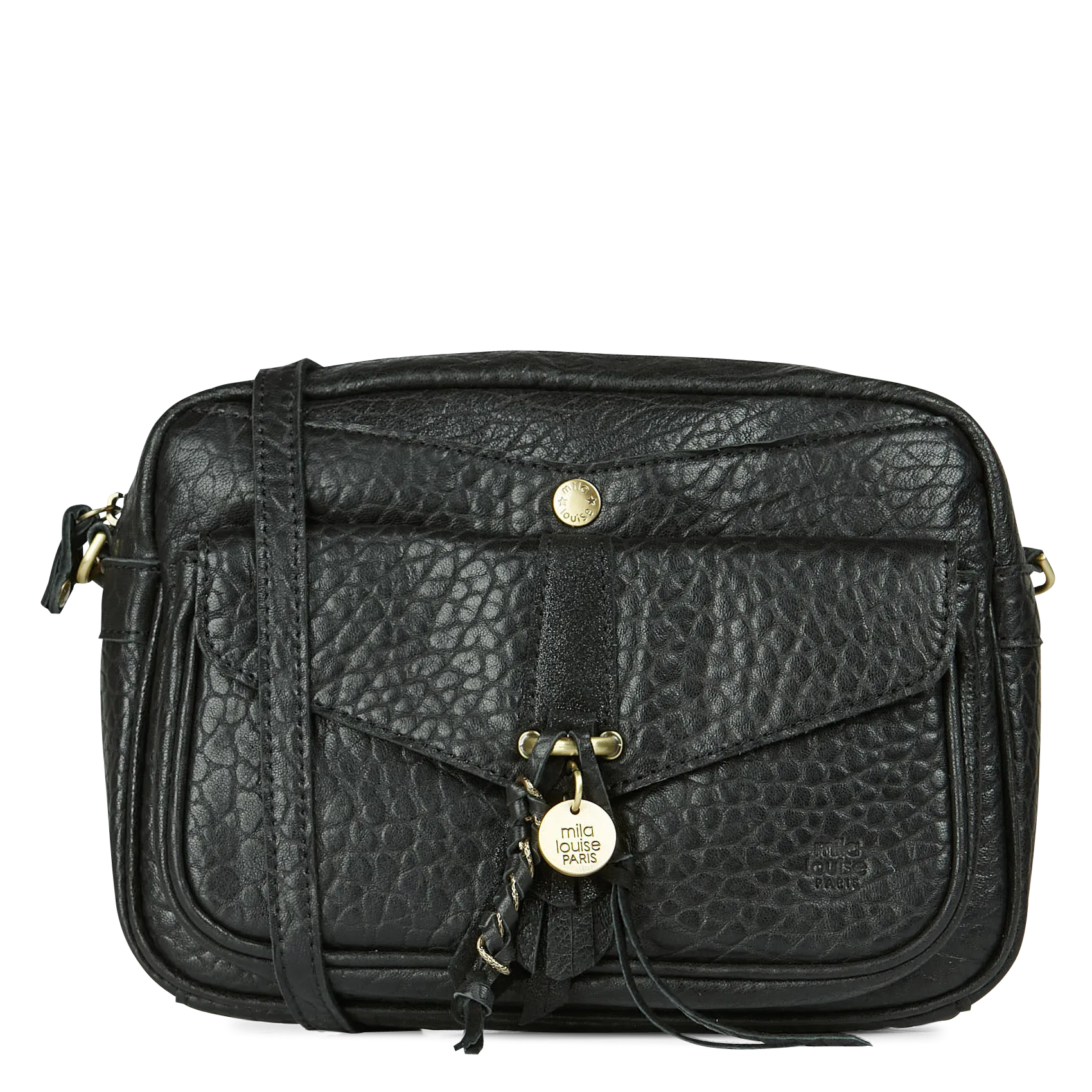 Sac bandoulière aspect crocodile Noir ORELIA