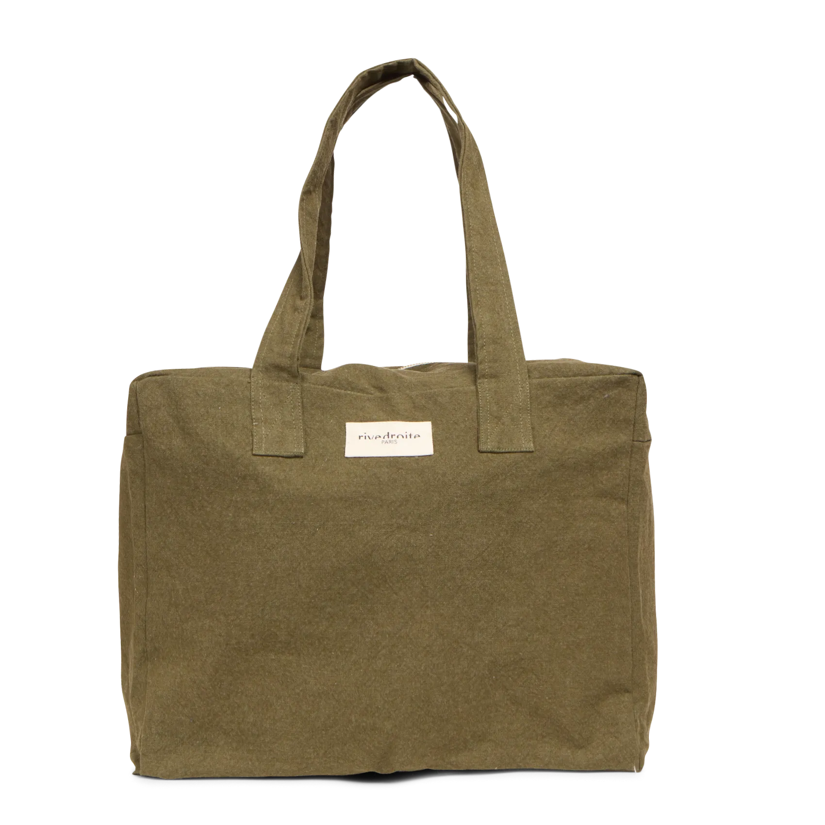 Sac week-end zippé en coton mélangé Vert CELESTINS