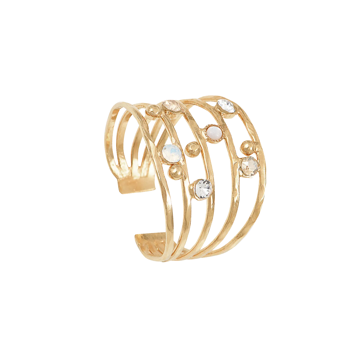 Bague multi rangs avec cristaux Blanc