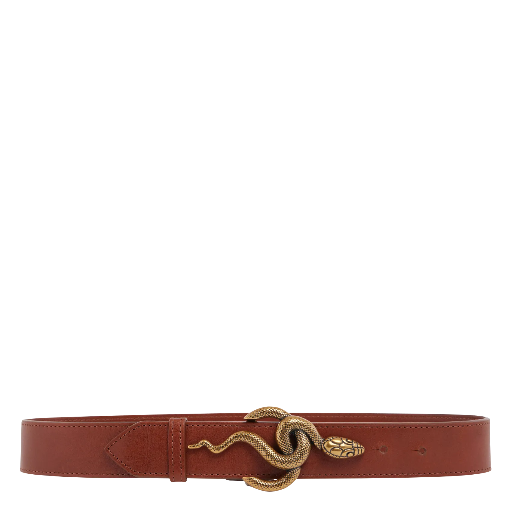 Ceinture fermoir serpent en cuir Marron CLEO