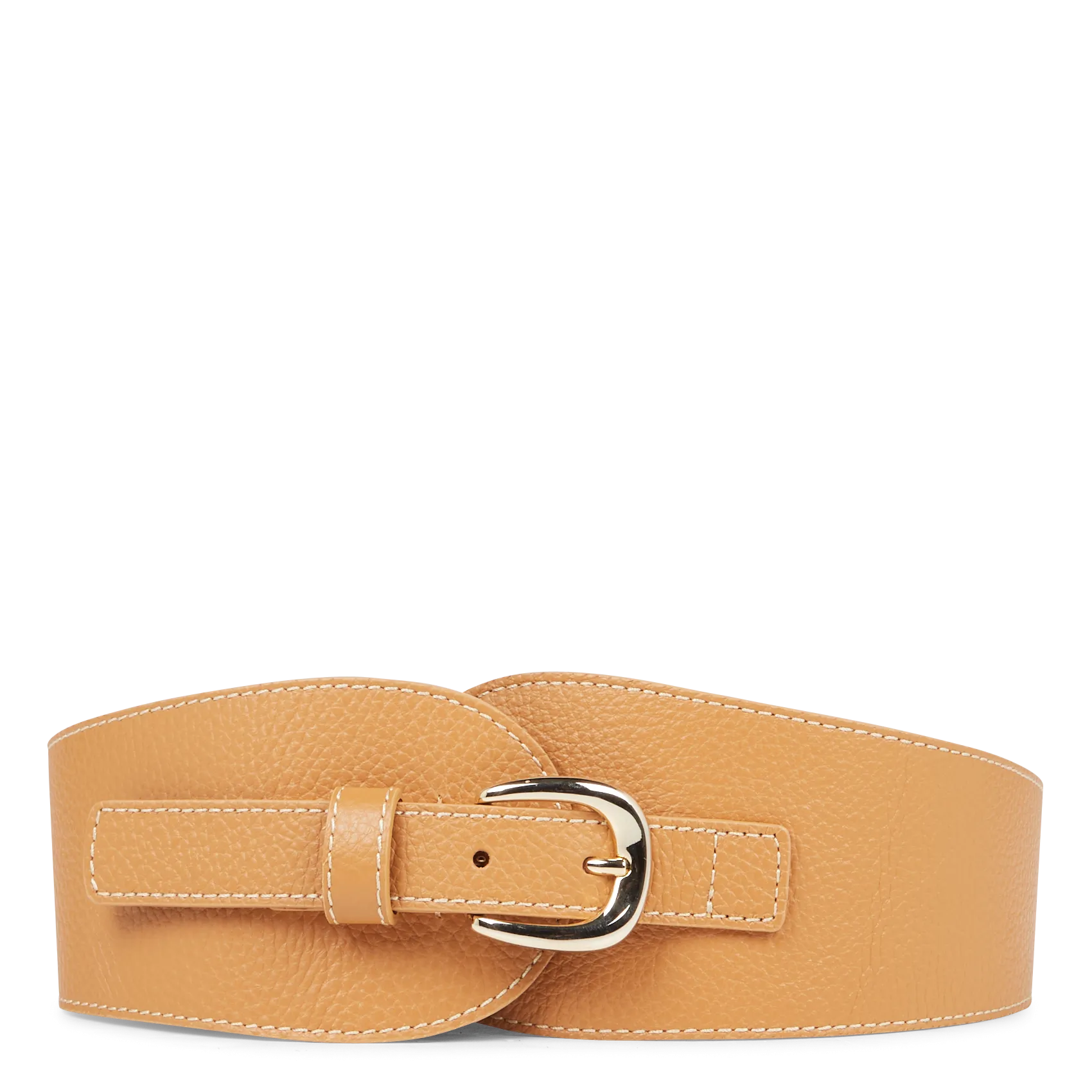 Ceinture en cuir grainé avec dos élastiqué Marron OLYMPE